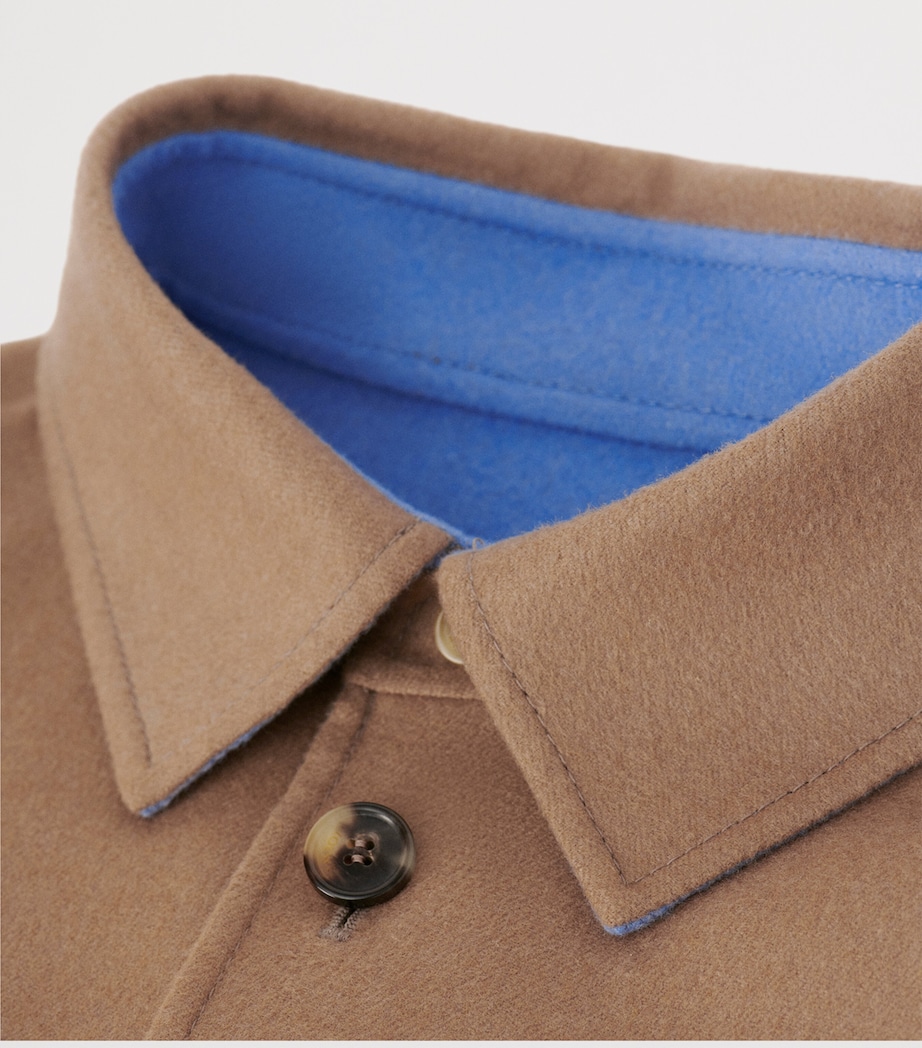 Wool-Cashmere Anagram Overshirt CAMEL/BLUE Image 6