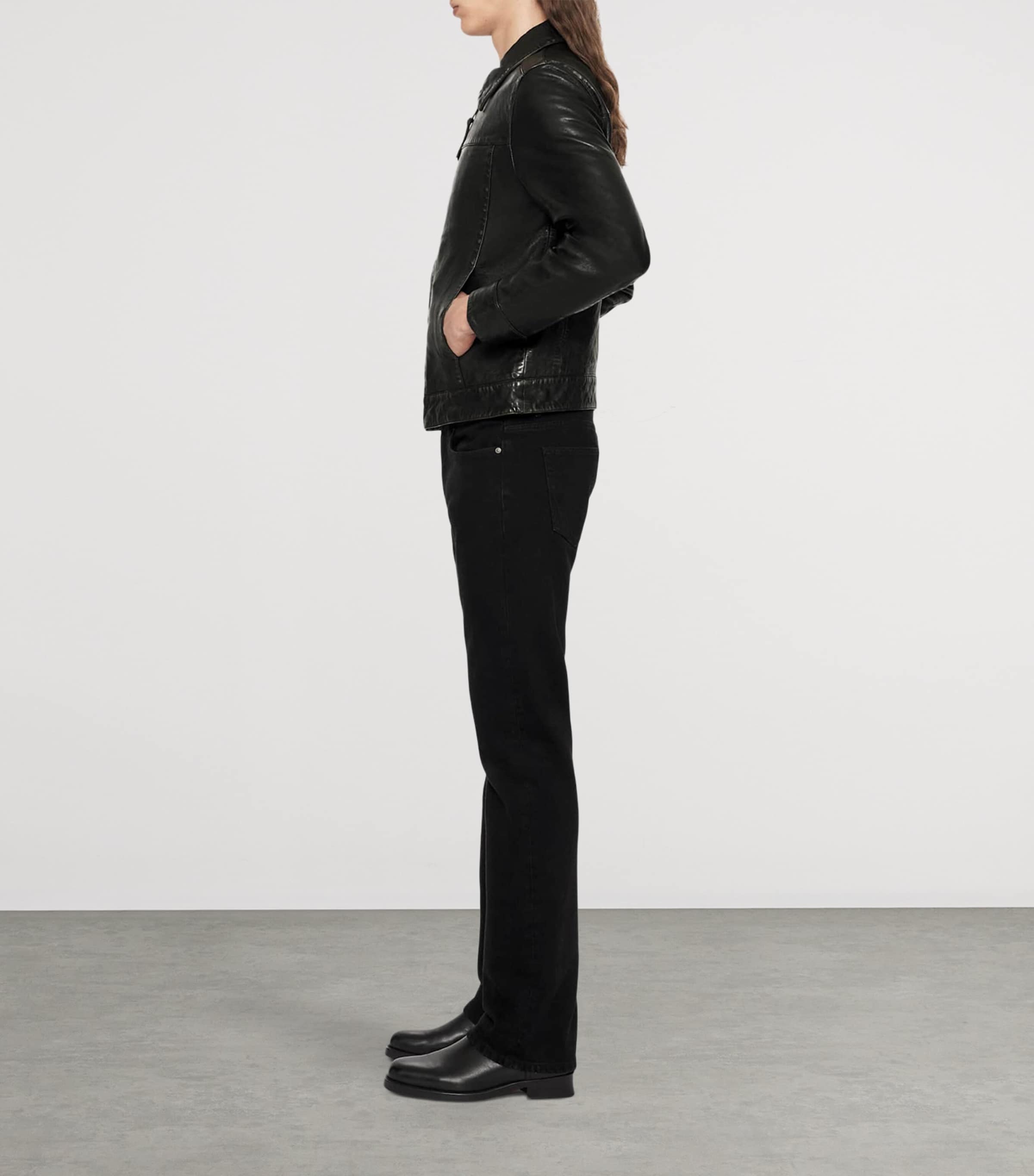 AllSaints Mens Oakland Leather Jacket Black/brown Image 6