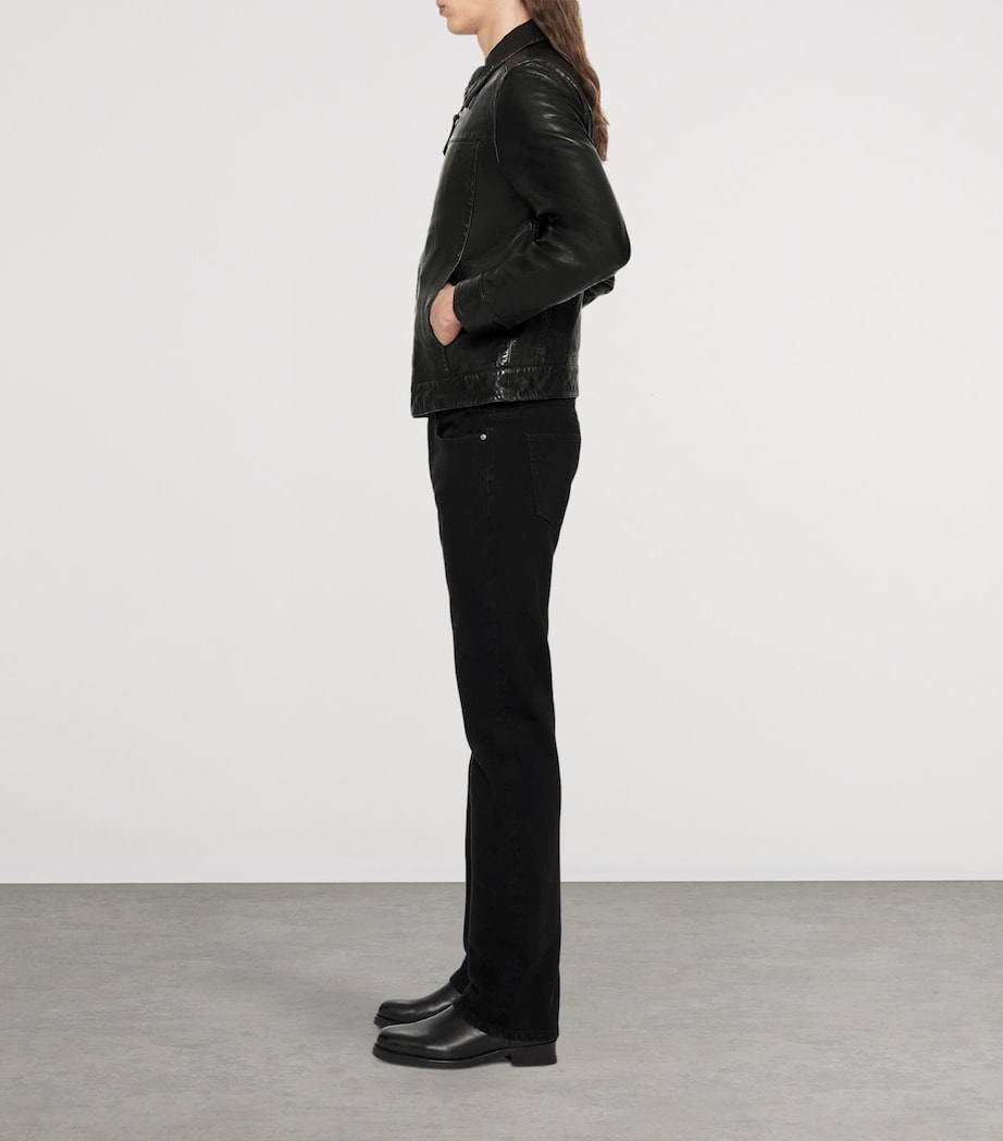 AllSaints Mens Oakland Leather Jacket Black/brown Image 6