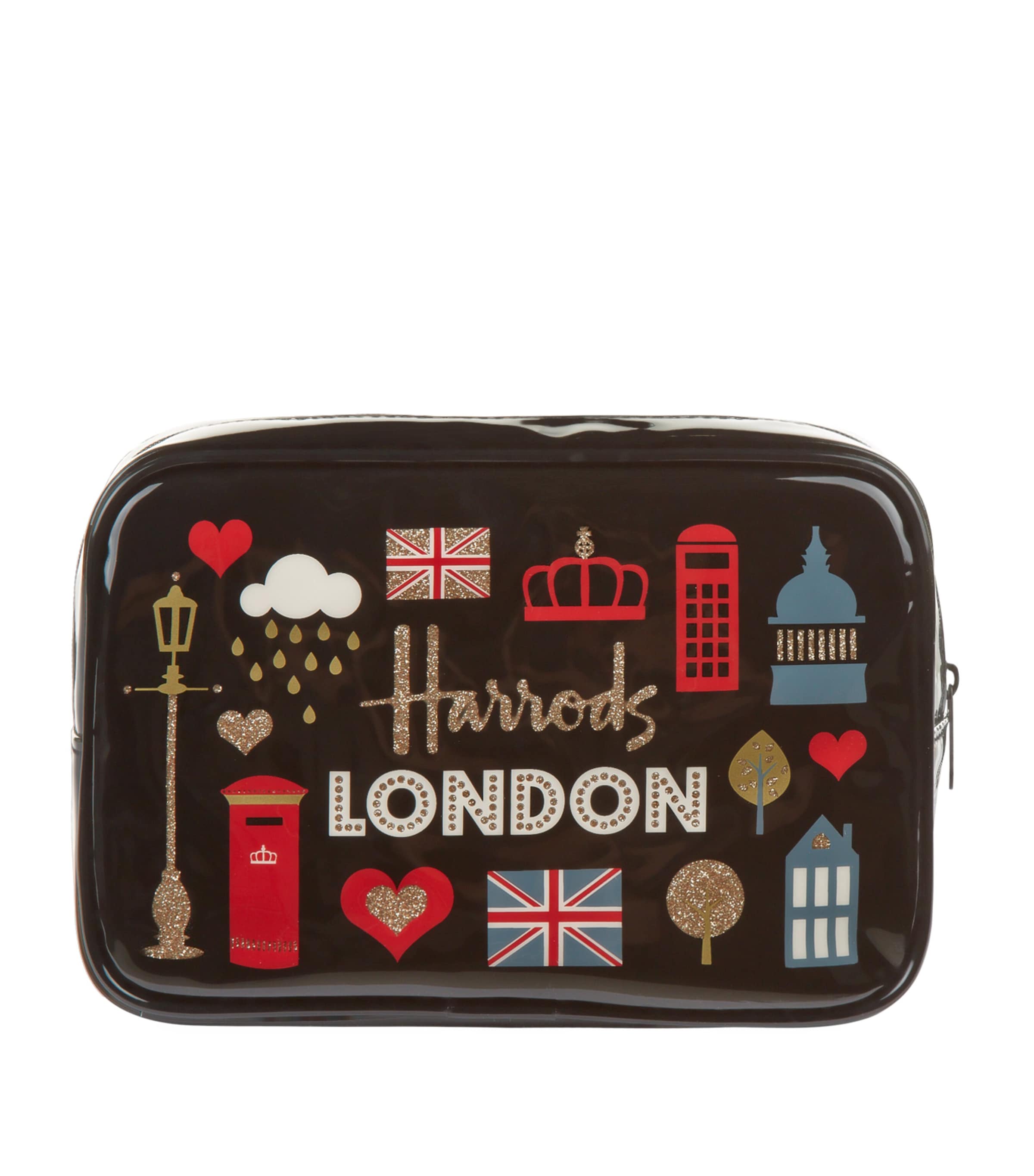 Harrods Glitter London Cosmetic Bag In Black