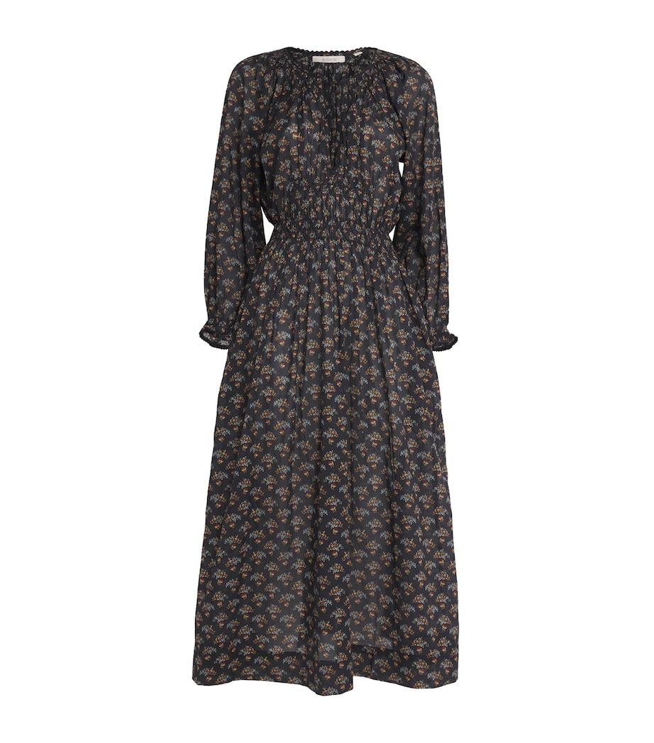 Organic Cotton Voile Delfina Midi Dress DELPHINIUM FLORAL Image 1