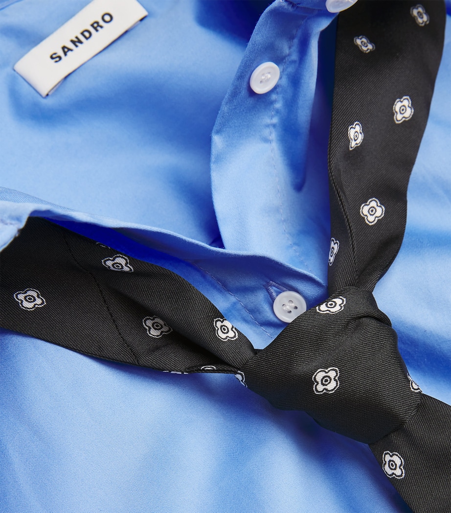 Cotton Cropped Shirt and Tie BLUE Image 5