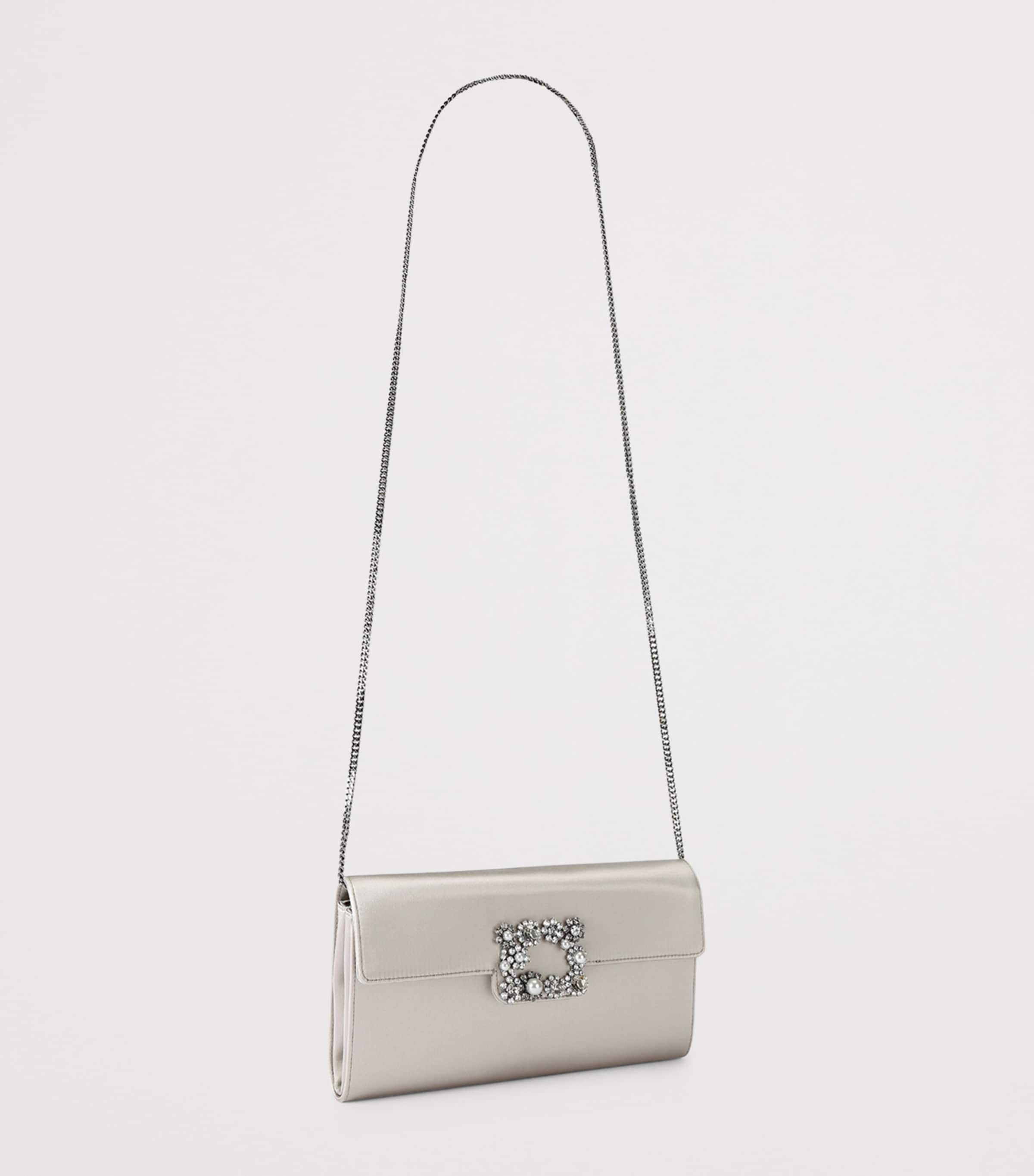 Satin Efflorescence Envelope Clutch Bag BEIGE Image 3