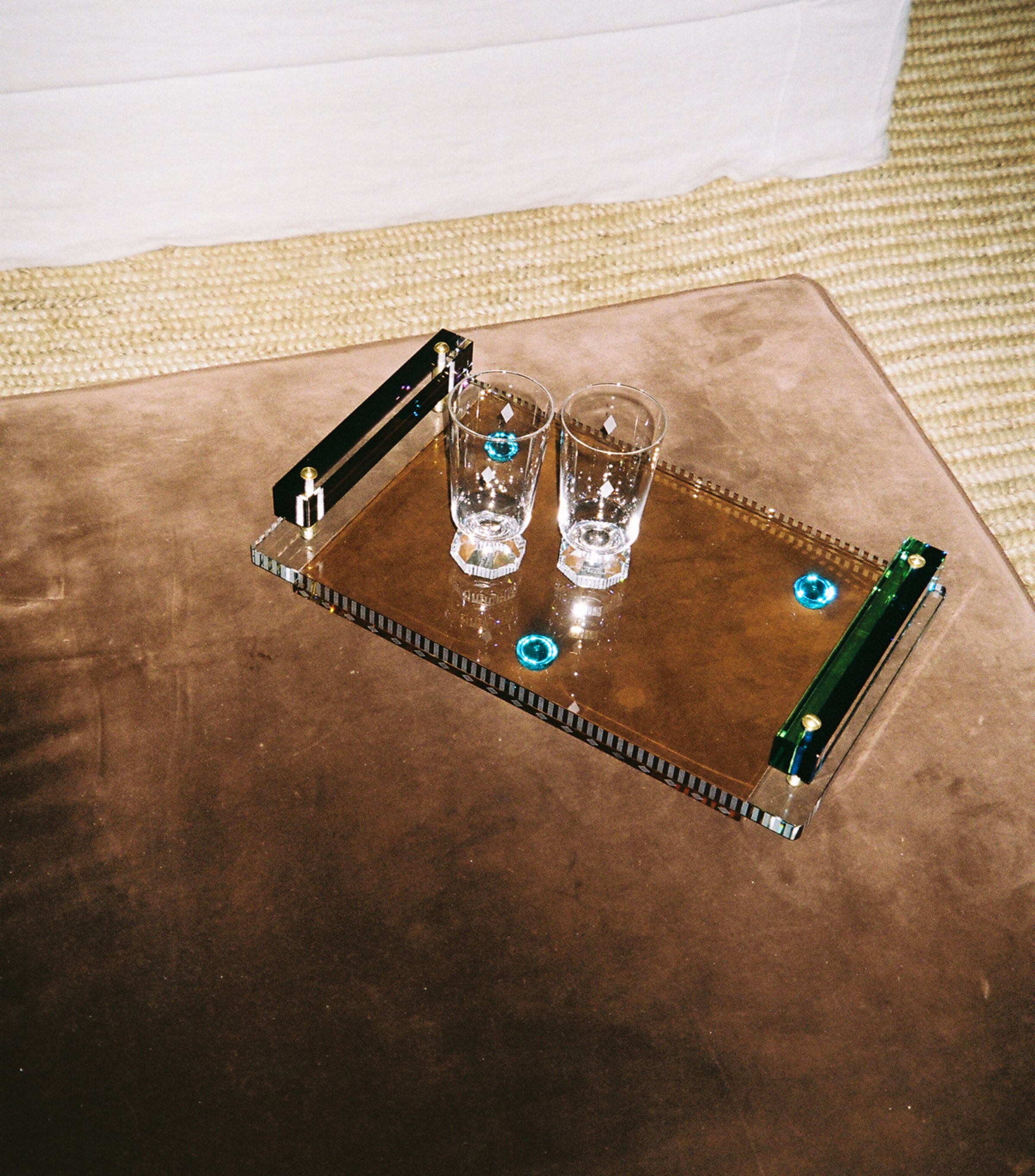 Reflections Copenhagen Crystal Fontana Tray (26cm x 44cm) Brown, Lime & Azure Image 3