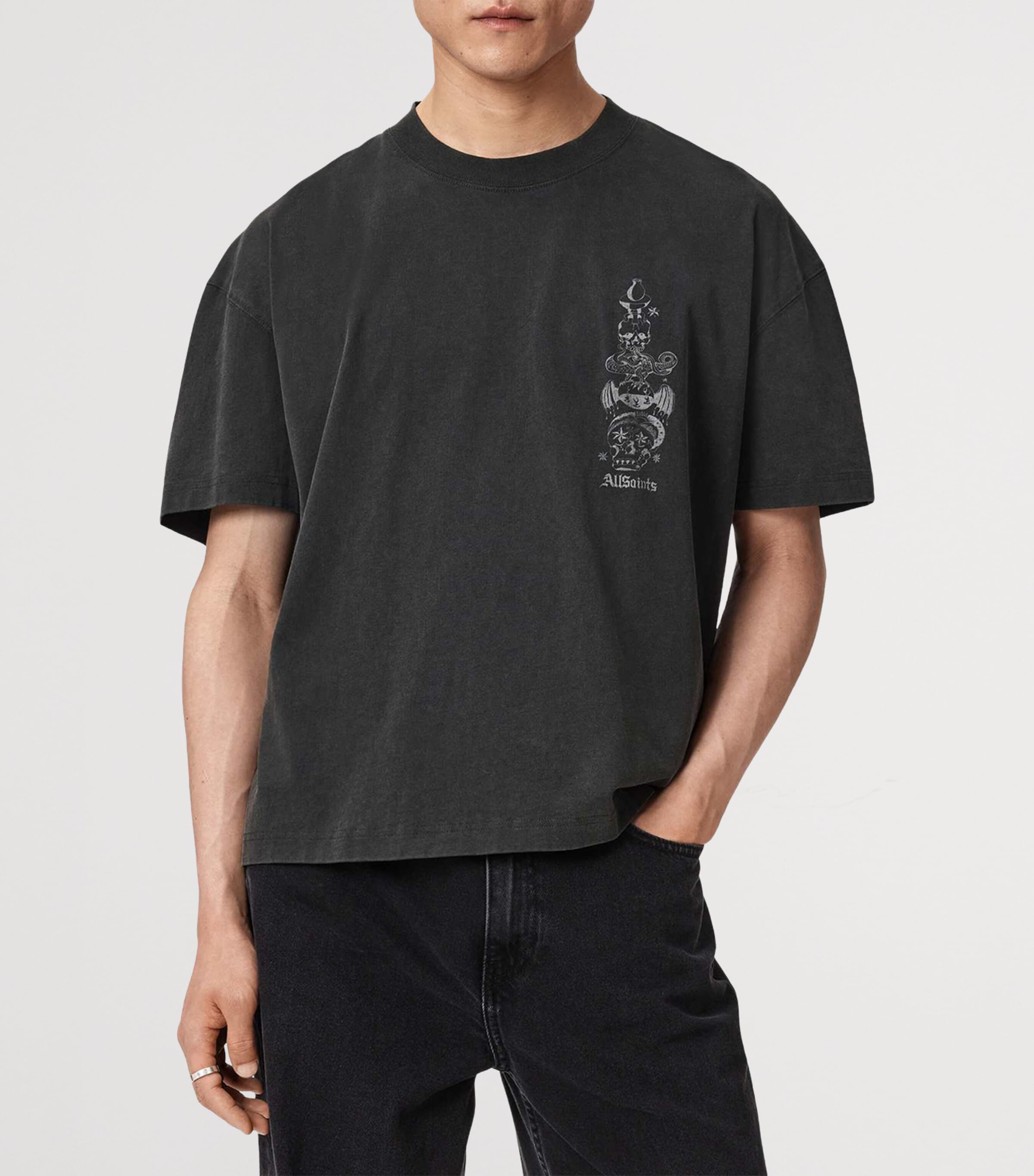AllSaints Mens Organic Cotton Ignis T-Shirt Washed Black Image 3