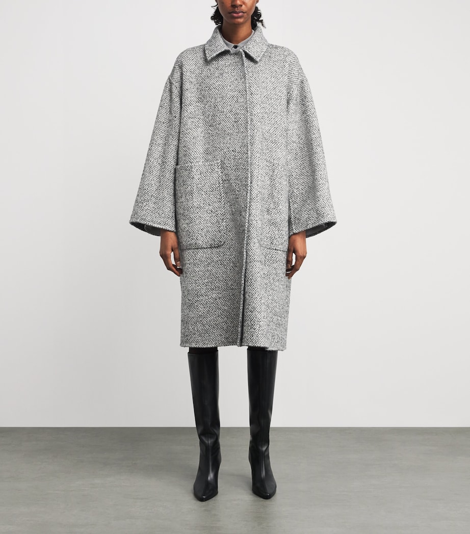 Alpaca-Wool Reversible Overcoat  BLACK/WHITE MULTI Image 3