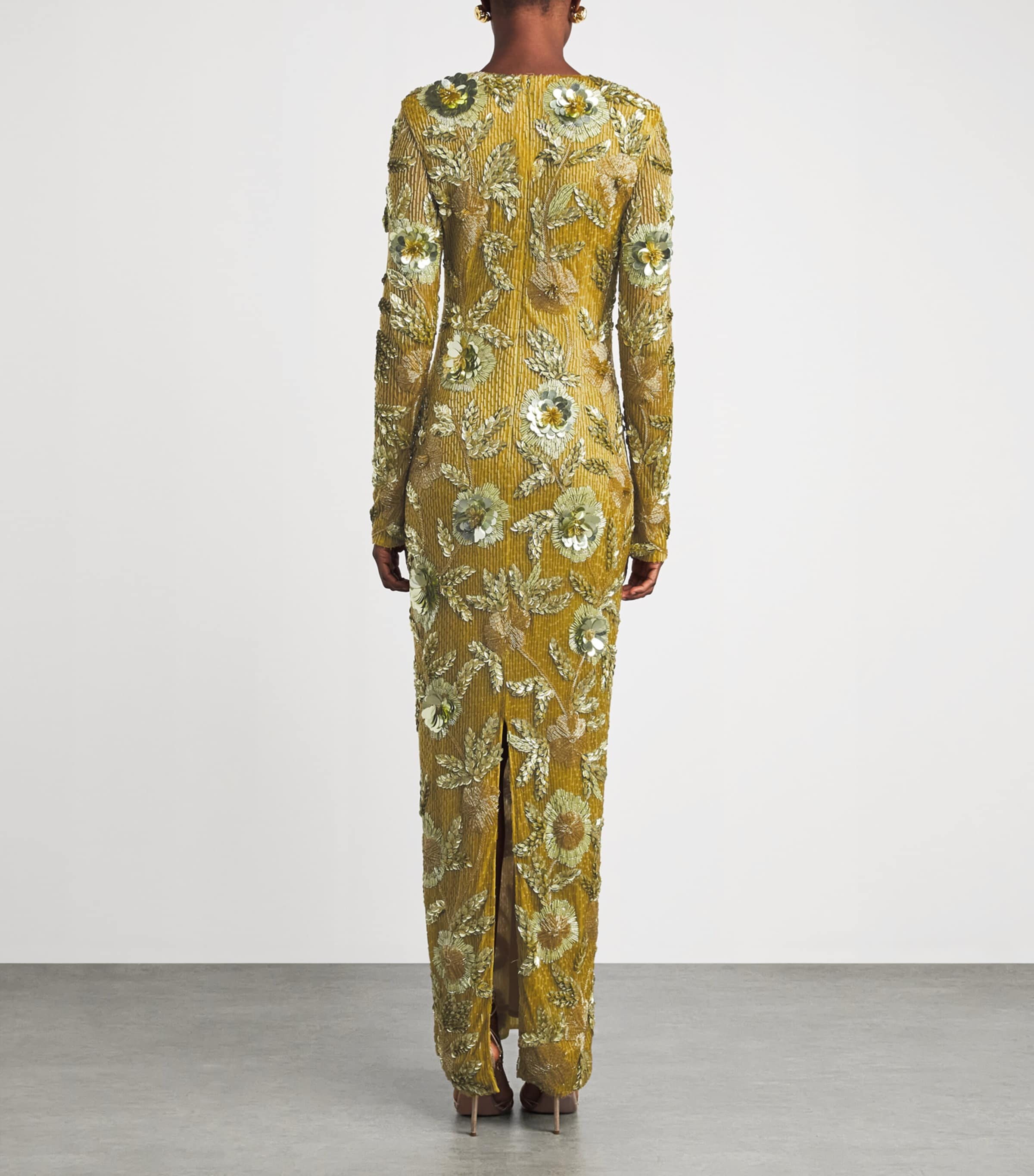 Rachel Gilbert Womens Embellished Pierre Gown Moss Image 4