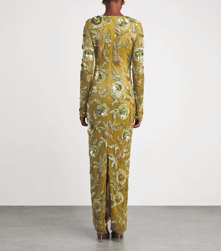 Rachel Gilbert Womens Embellished Pierre Gown Moss Image 4