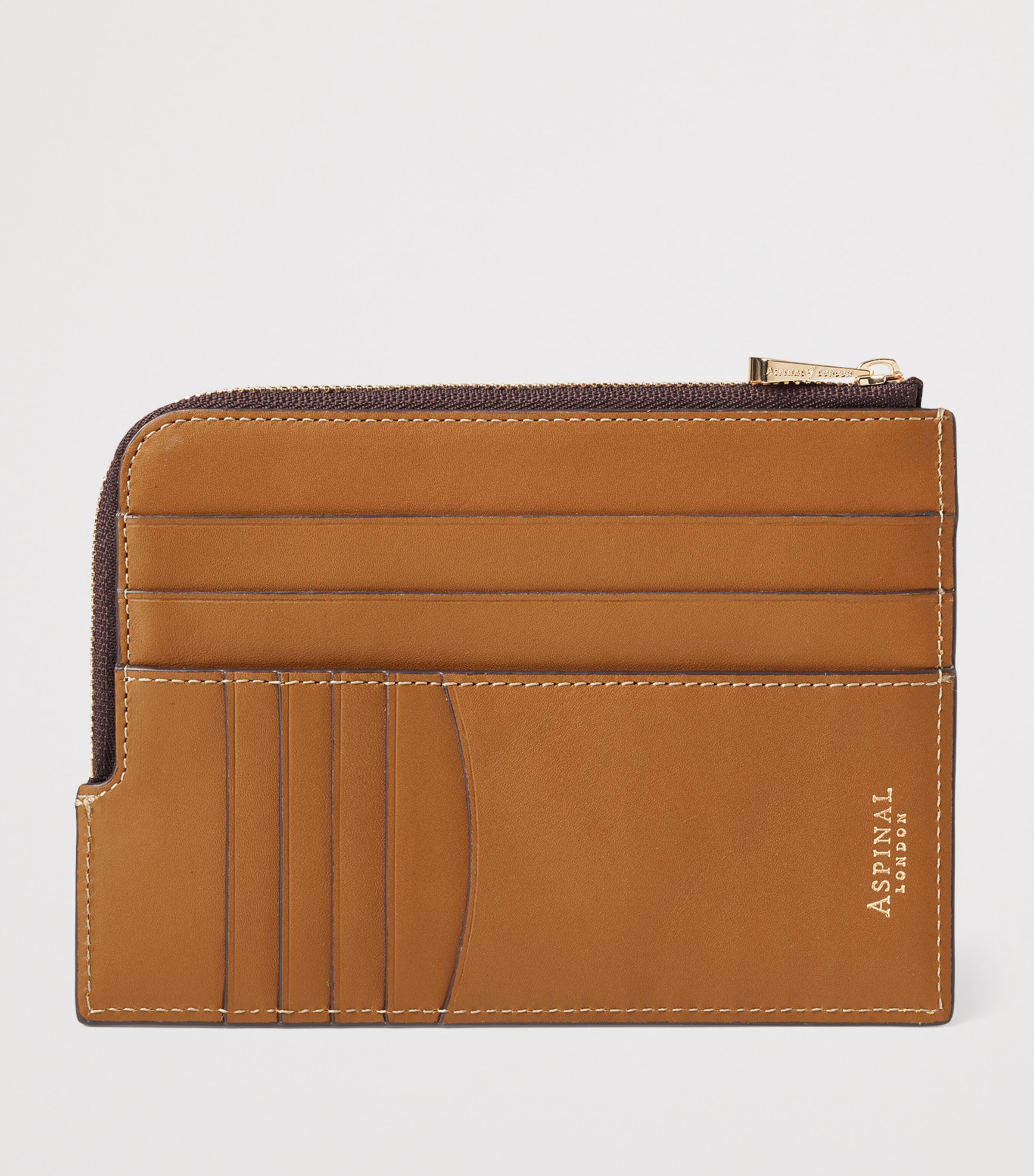 Leather Zipped Travel Wallet TAN Image 2