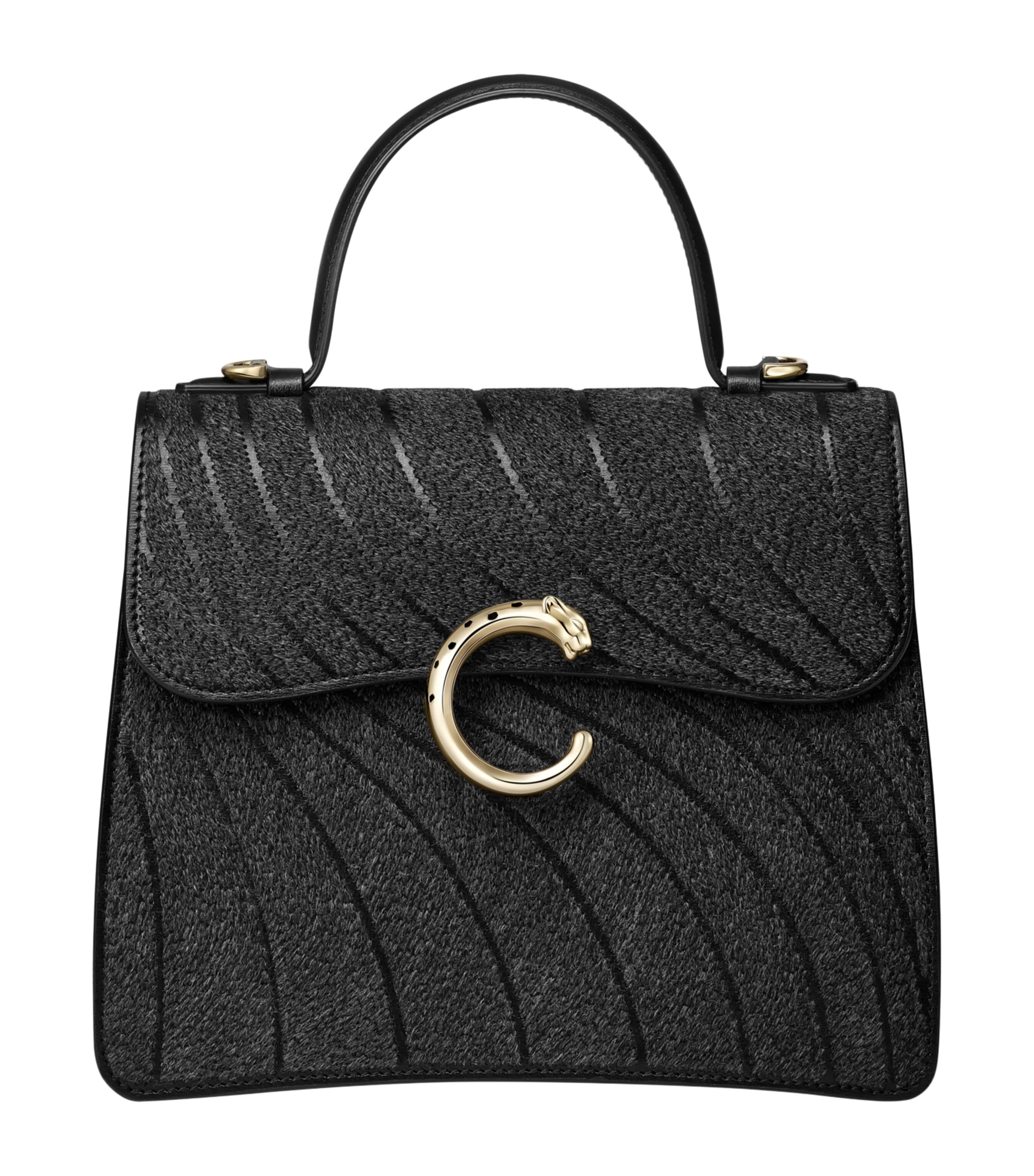 Small Leather Panthère de Cartier Top-Handle Bag BLACK Image 1