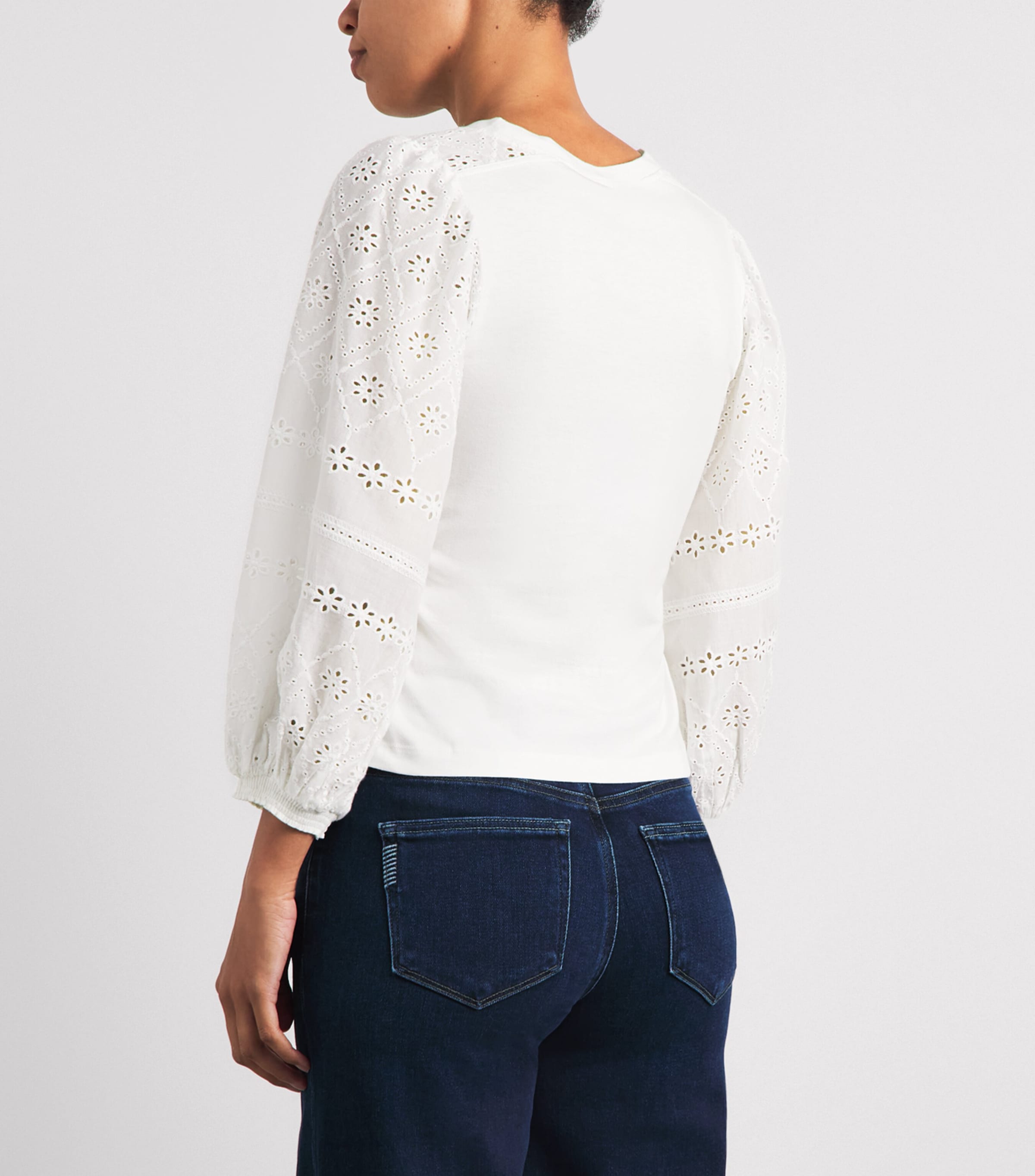 ME+EM Womens Broderie Anglaise Blouse Soft White Image 5