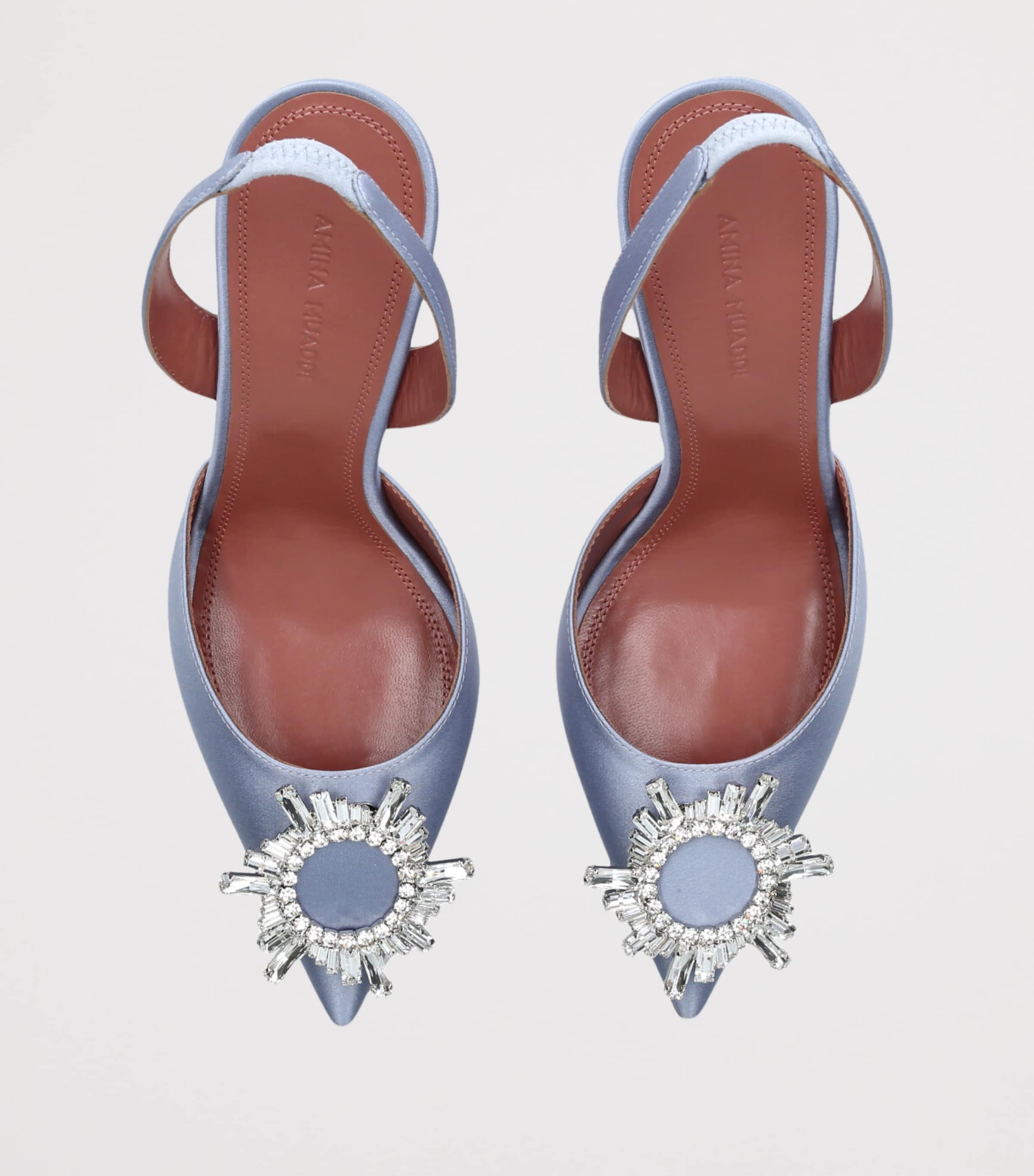 Amina Muaddi Satin Begum Slingback Heels 95 Lilac Image 4