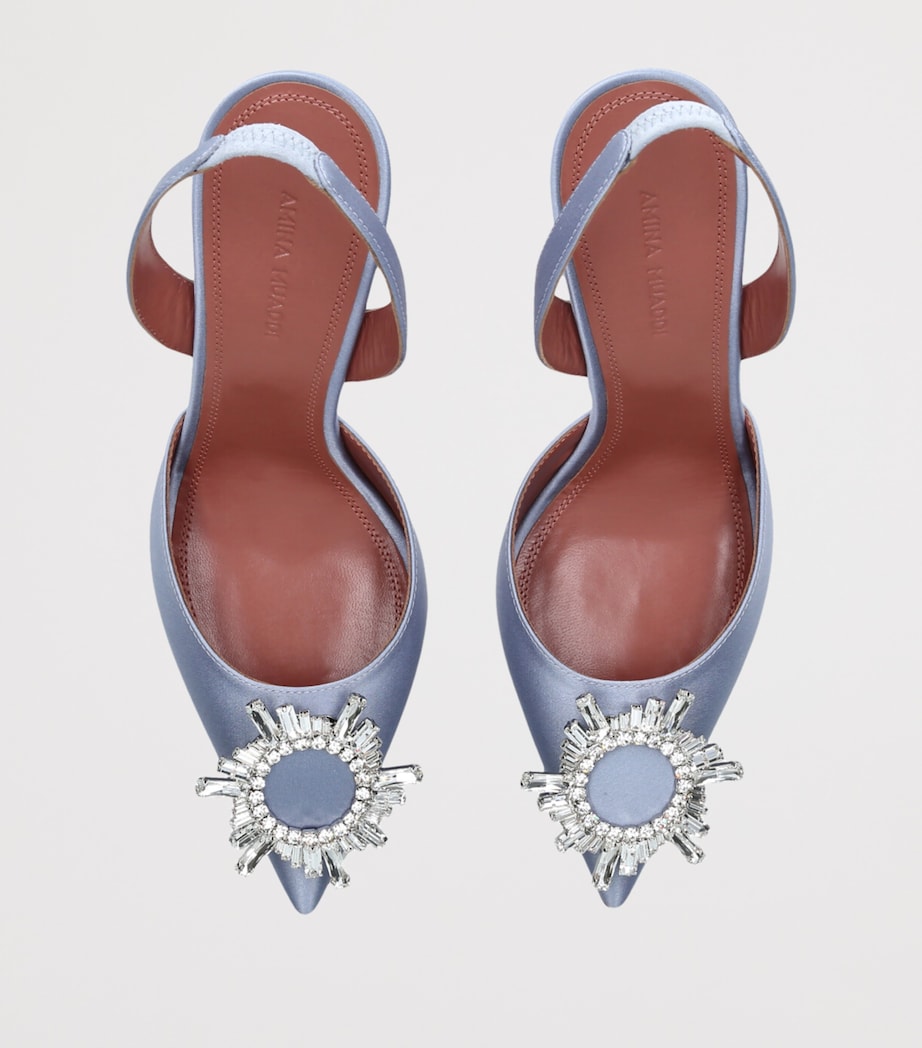 Amina Muaddi Satin Begum Slingback Heels 95 Lilac Image 4
