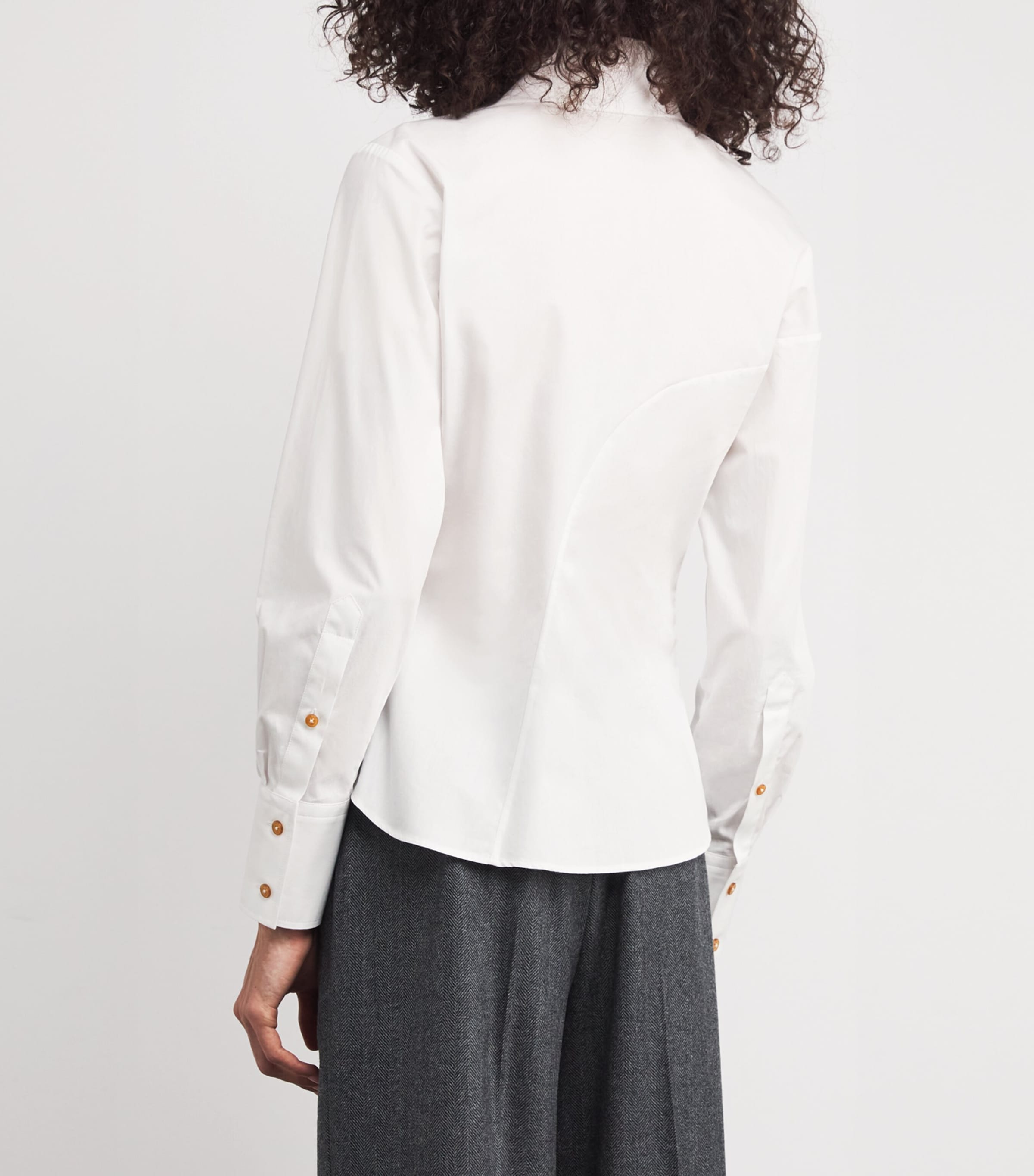 Cotton Poplin Asymmetric Bella Shirt WHITE Image 4