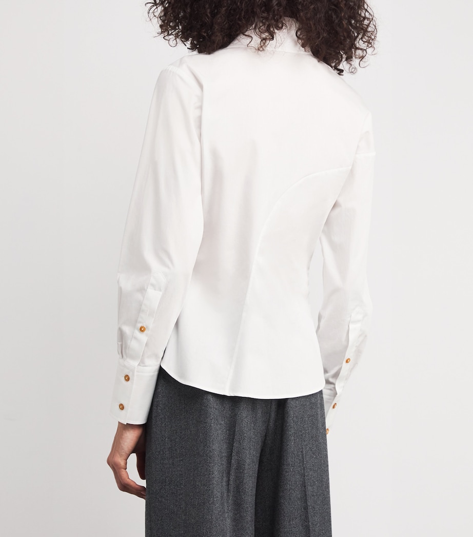 Cotton Poplin Asymmetric Bella Shirt WHITE Image 4