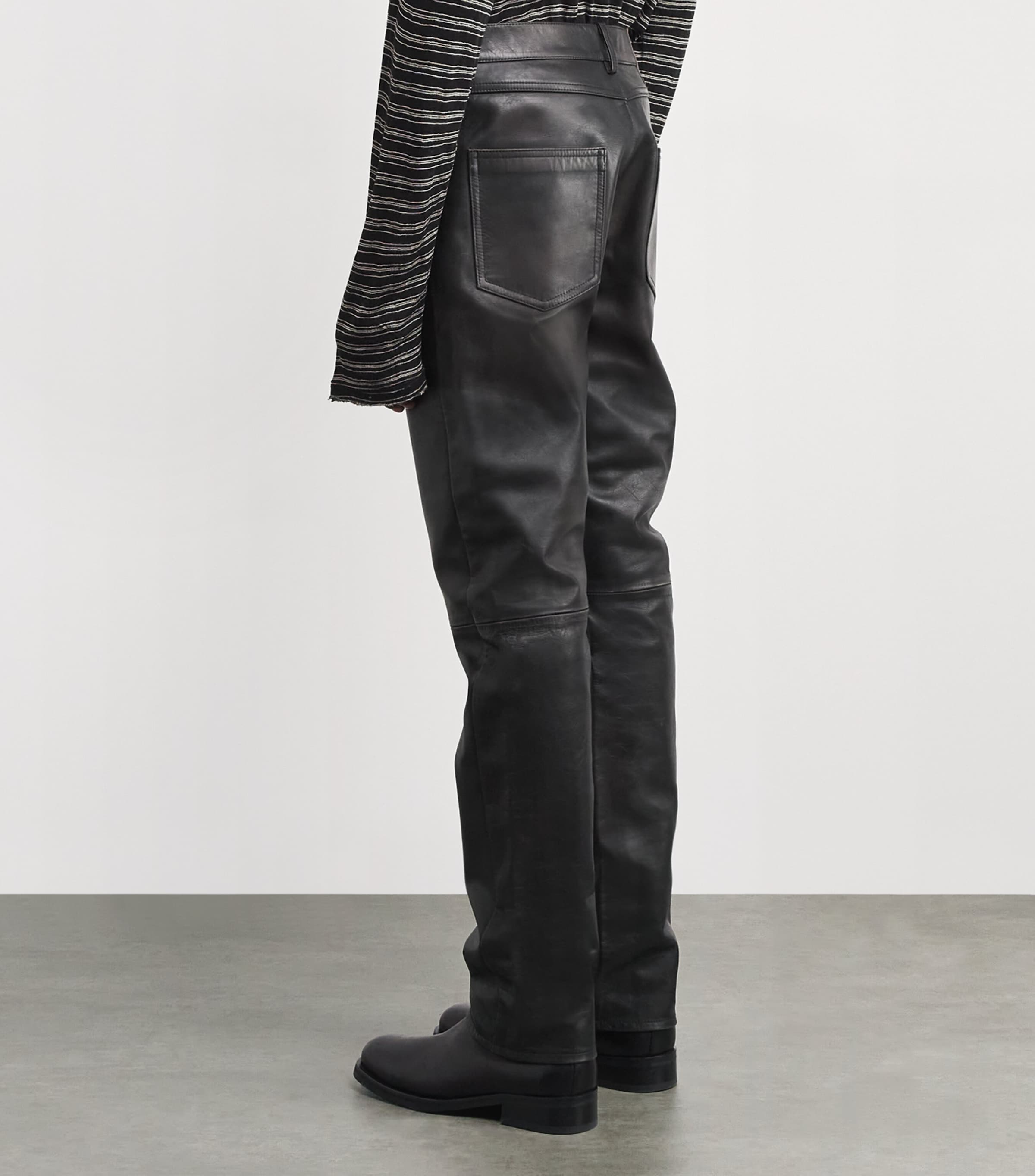 Leather Slim Jeans BLACK & BROWN Image 4