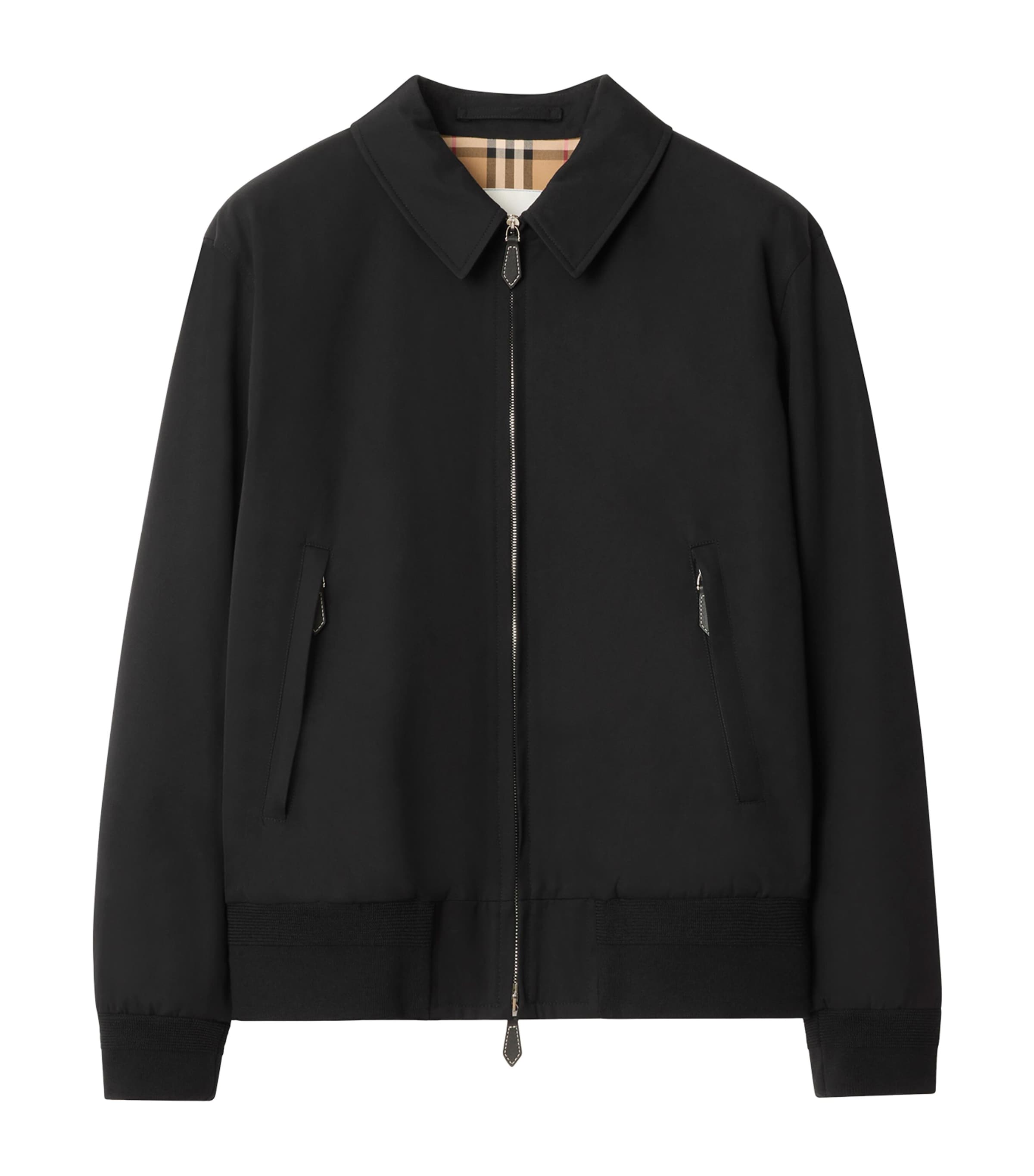 Burberry Black Gabardine Harrington Jacket | Harrods US