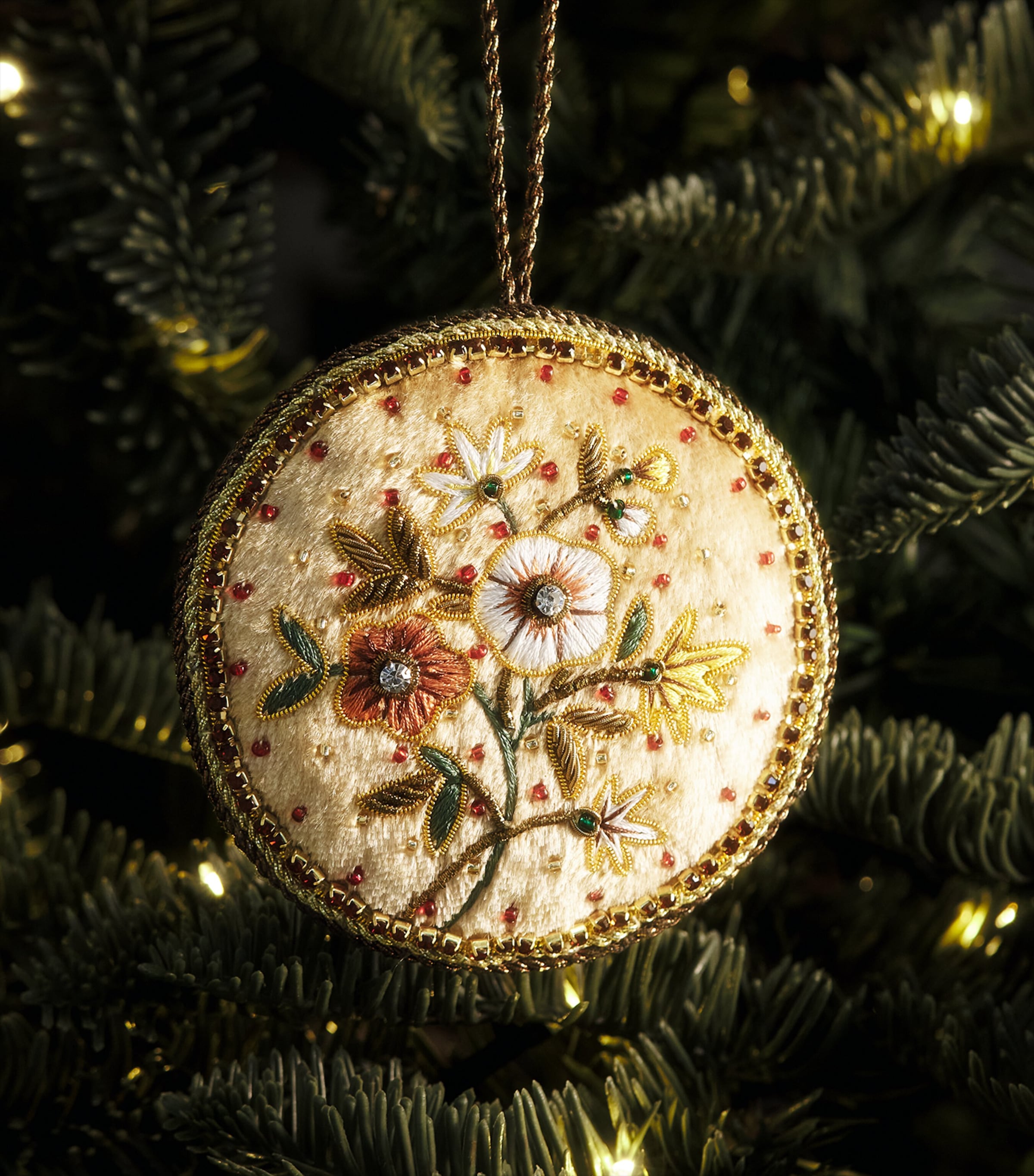 Tinker Tailor Velvet Embroidered Flower Tree Decoration Champagne Image 3