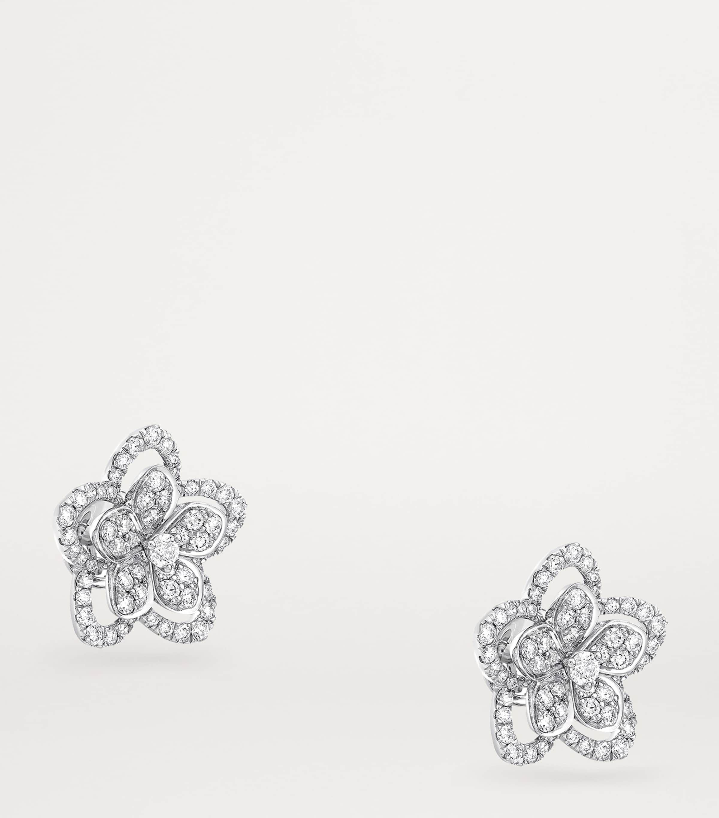 White Gold and Diamond Wild Flower Stud Earrings WHITE GOLD Image 2