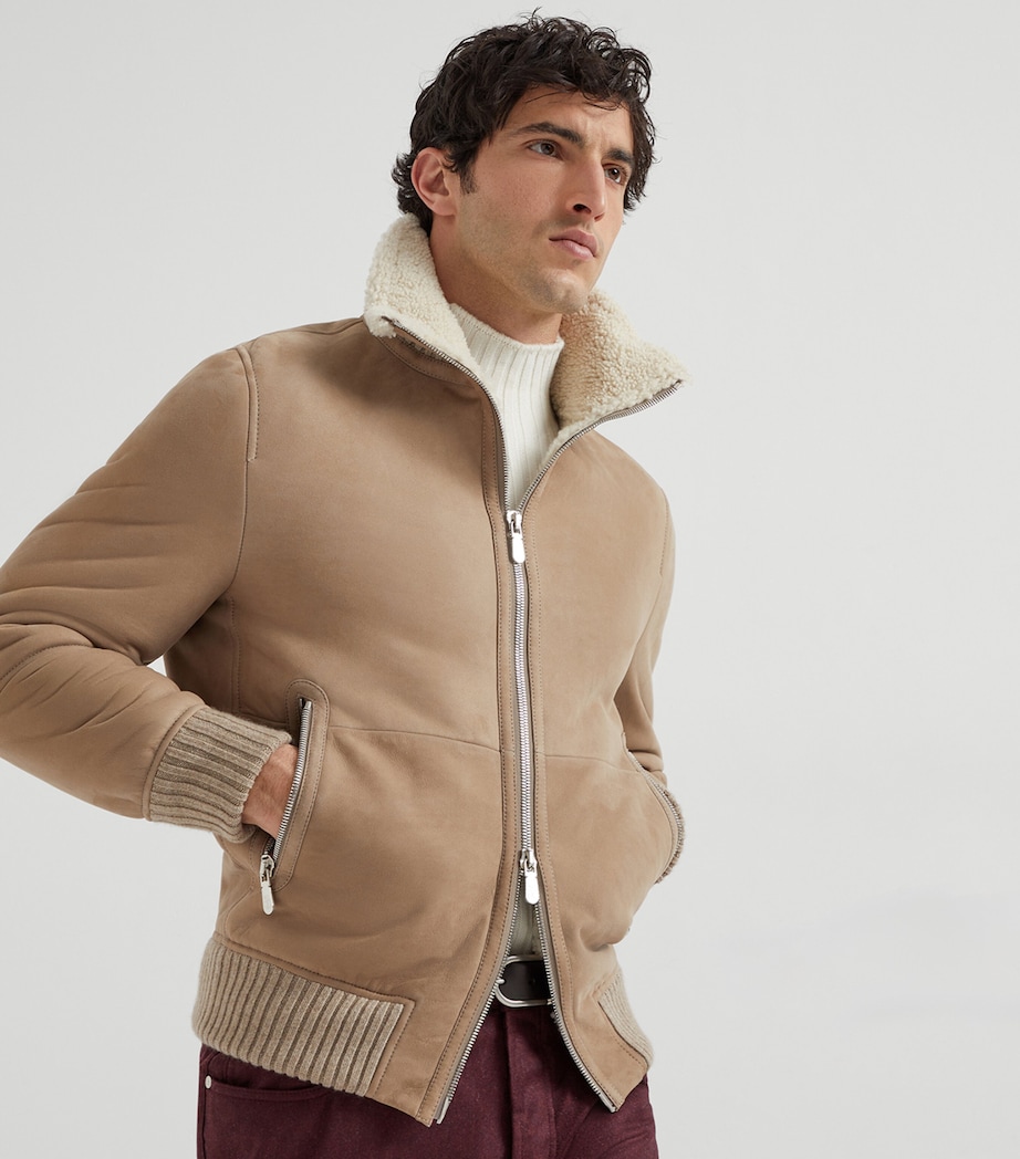 Cashmere-Trim Shearling Jacket C4248 Image 5