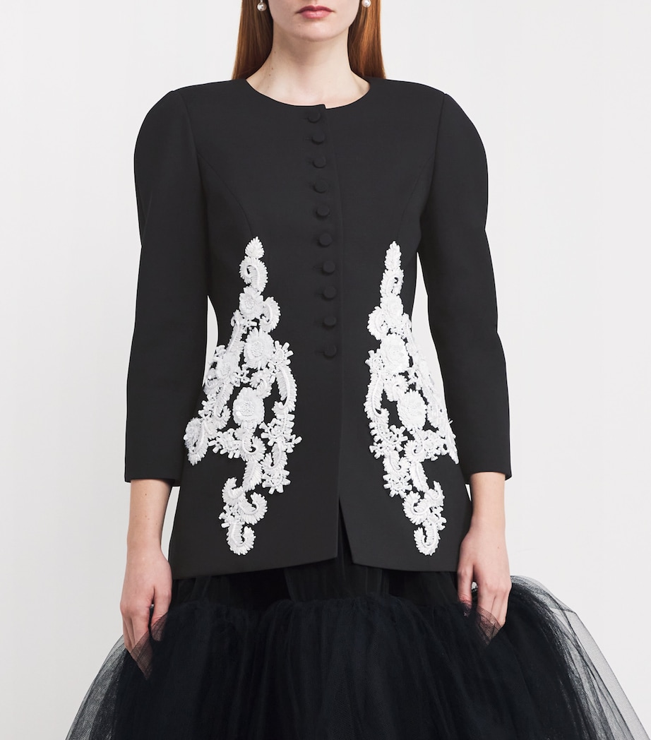 Wool-Blend Embellished Jacket 002 BLACK MULTI Image 3