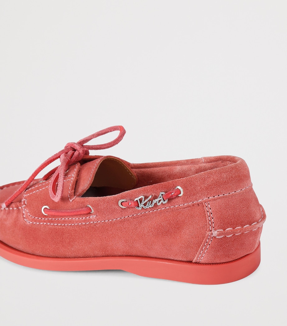 Kurt Geiger London Suede Boat Shoes Peach Image 2