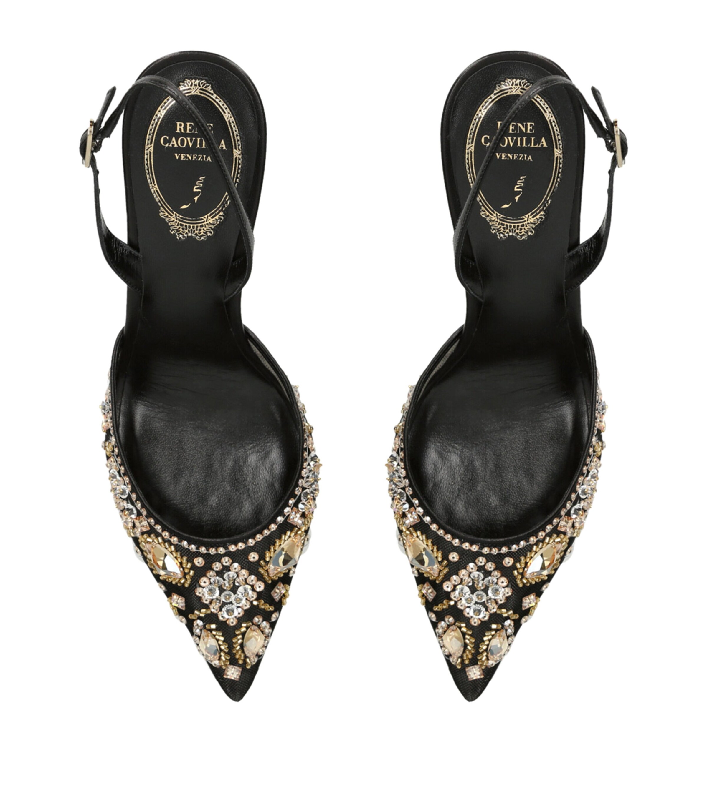 René Caovilla Lace Slingback Pumps 80 Black Image 4