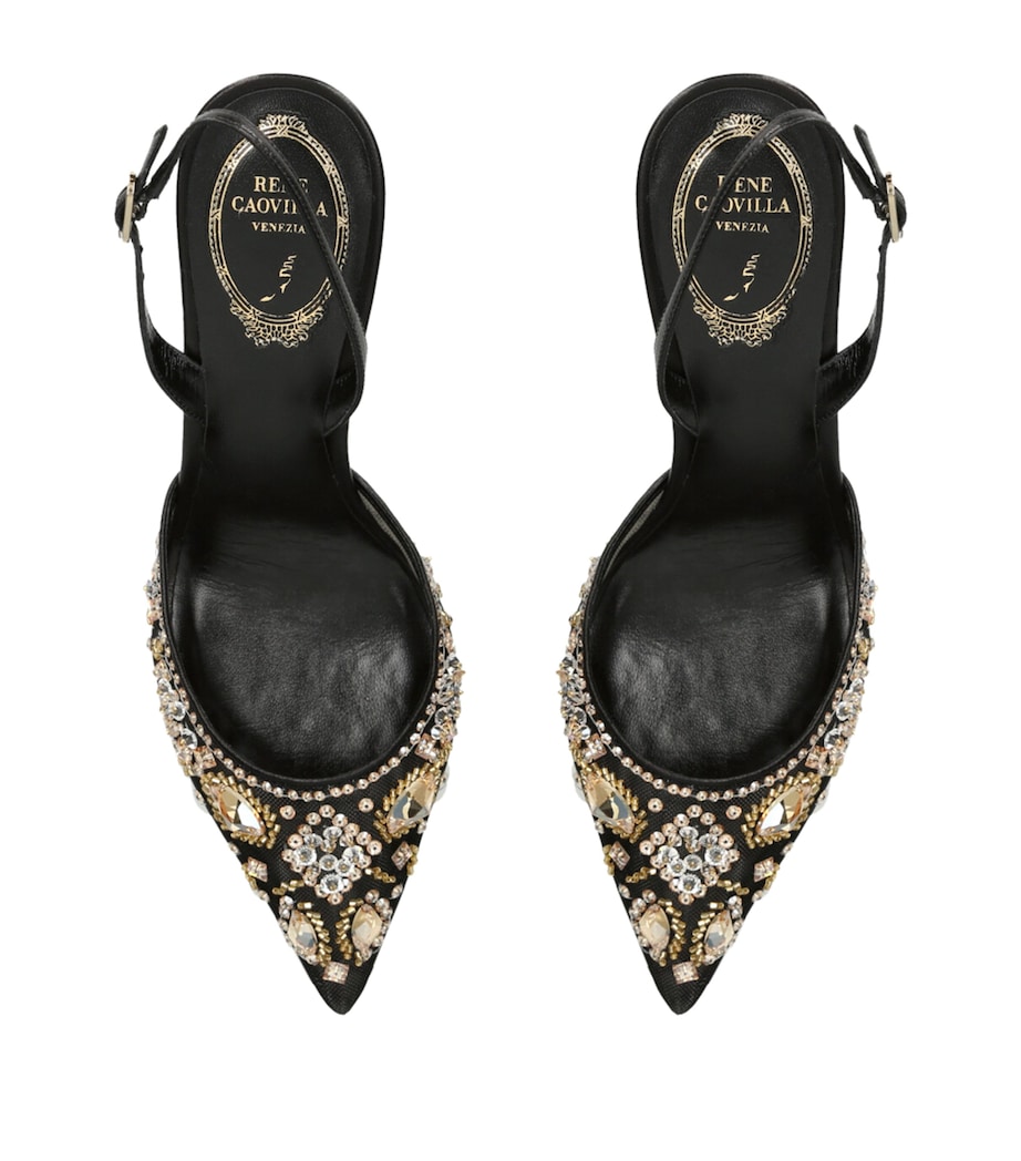 René Caovilla Lace Slingback Pumps 80 Black Image 4