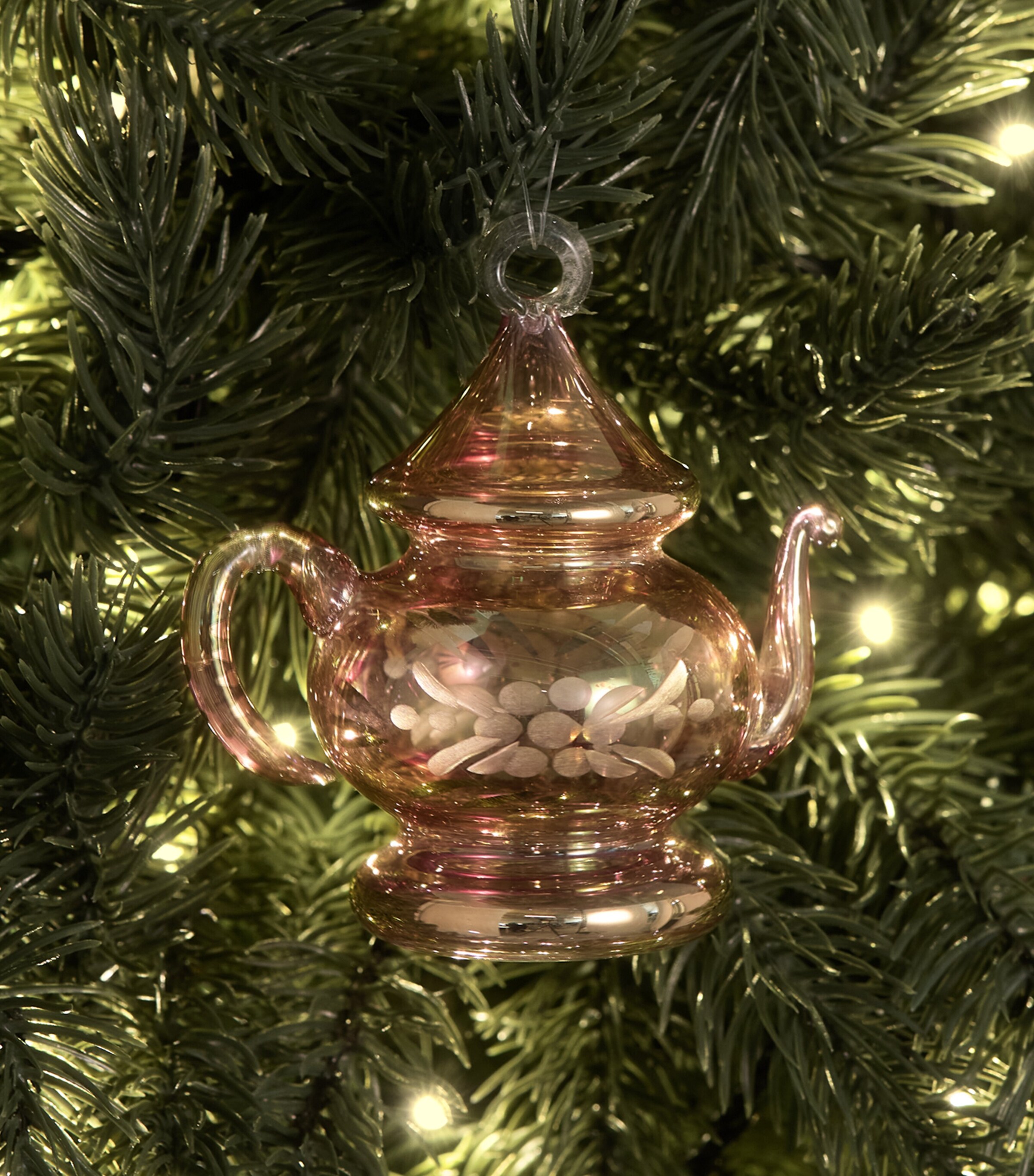 Artifactually Glass Teapot Tree Decoration Pink Image 3