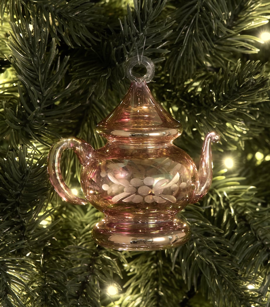 Artifactually Glass Teapot Tree Decoration Pink Image 3