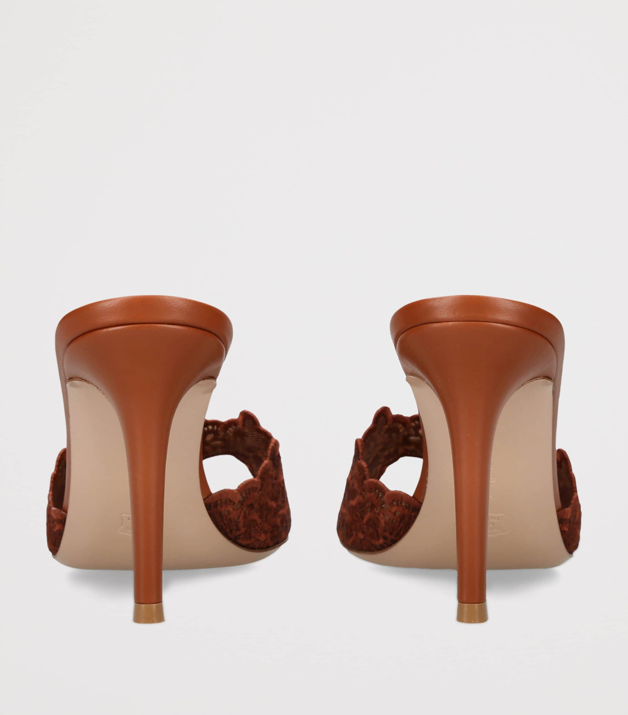 Gianvito Rossi Lace Yvonne Mules 85 Brown Image 4