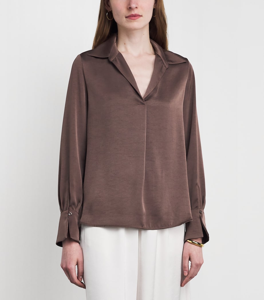 Claudie Pierlot Womens Satin Blouse Brown Ice Image 4