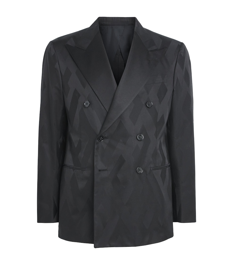 Ralph Lauren Purple Label Mens Cotton-Silk Double-Breasted Kent Tuxedo Jacket Black Tonal Image 1