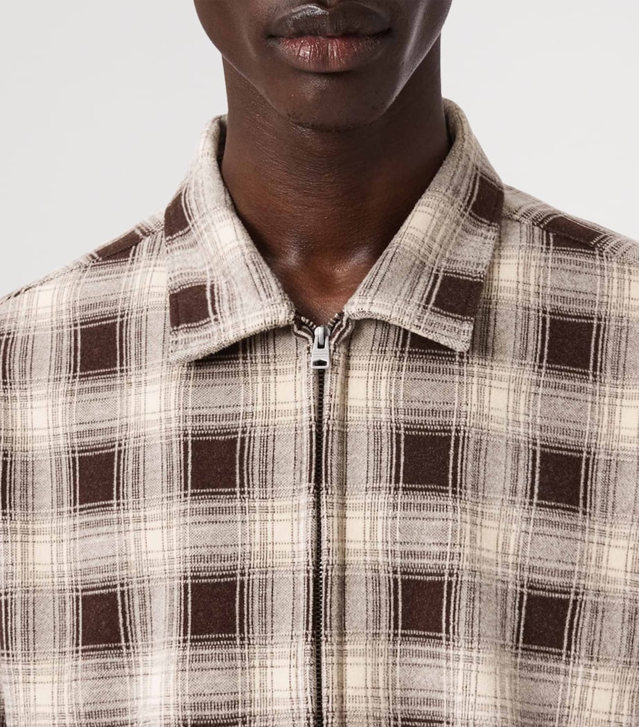 AllSaints Mens Check Krater Overshirt Brown/ecru White Image 5