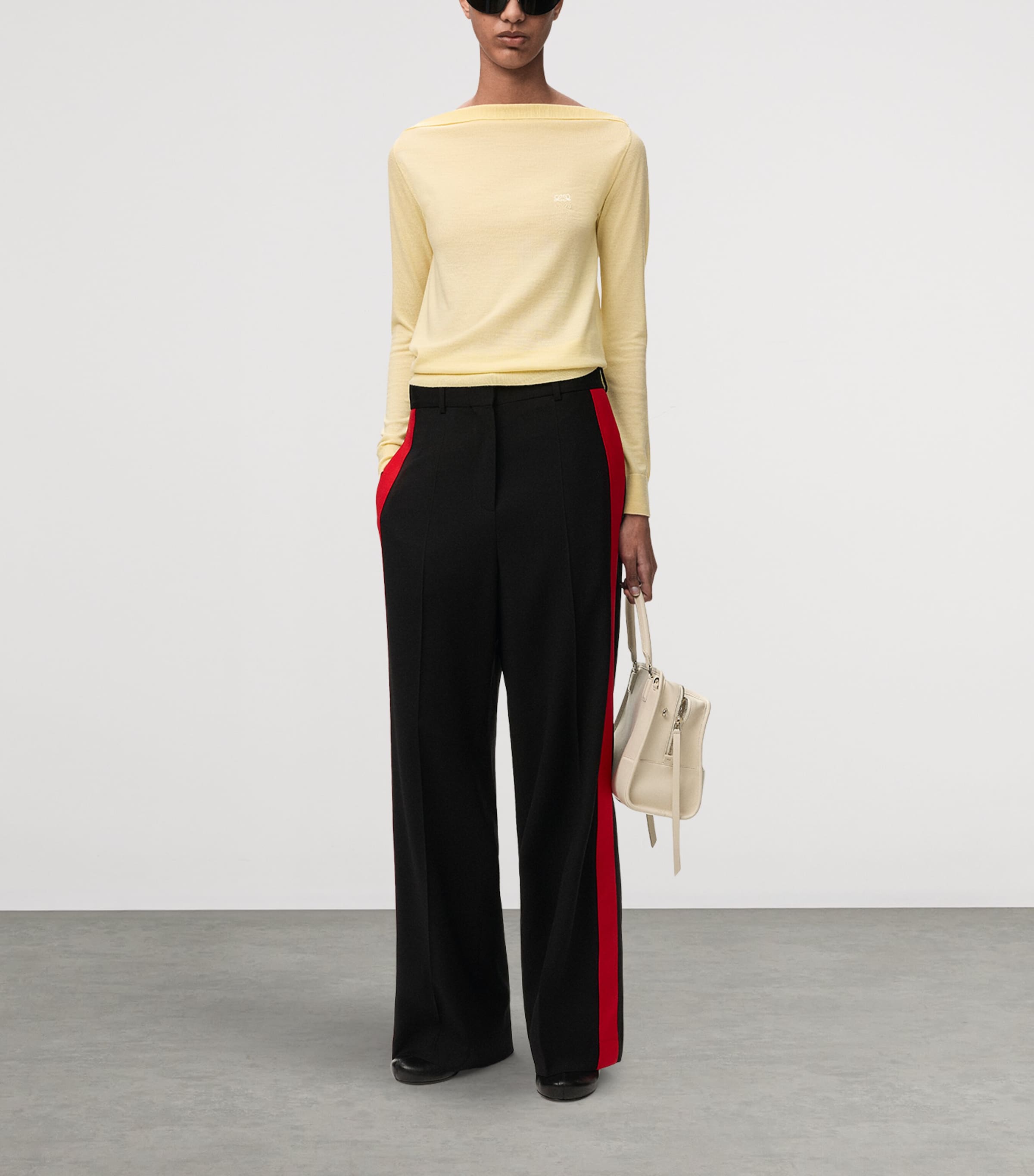 LOEWE Womens Stretch-Wool Boat-Neck Sweater Light Yellow Image 2