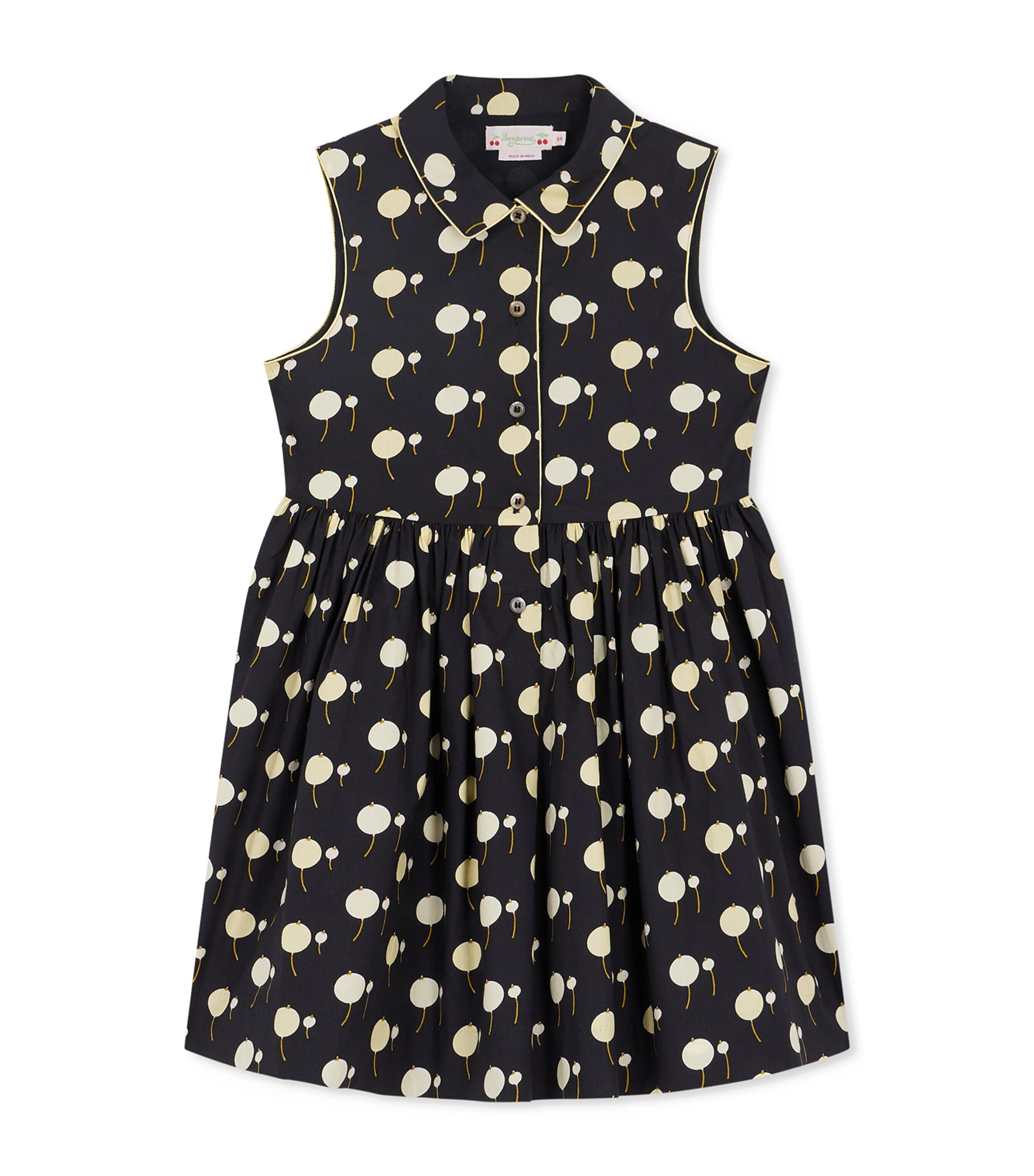 Bonpoint Girl's Anne Sleeveless Printed Cotton Dress In Black