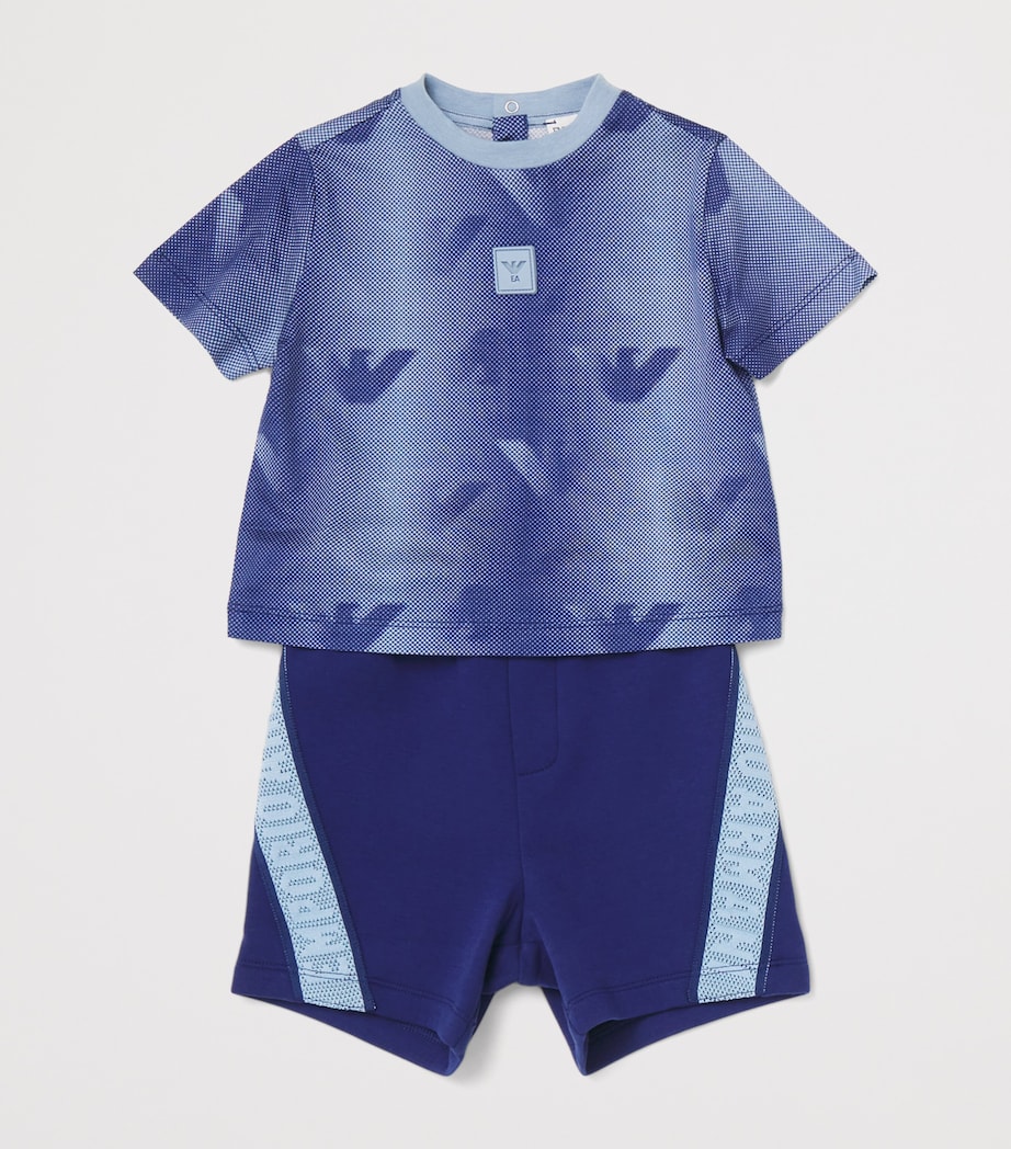 Emporio Armani Kids Logo T-Shirt and Shorts Set (6-36 Months) Soft Chambray Image 3