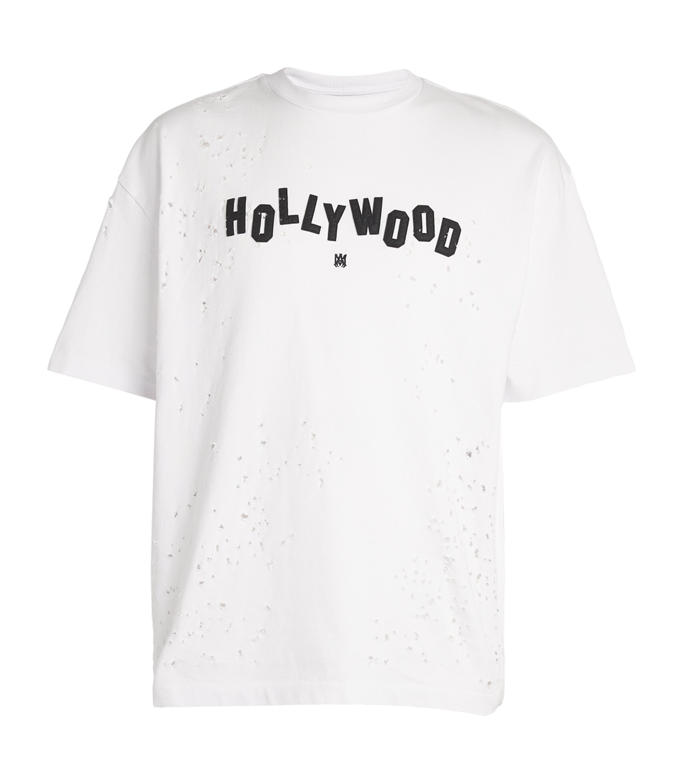 Amiri Hollywood Shotgun Distressed T-shirt In White