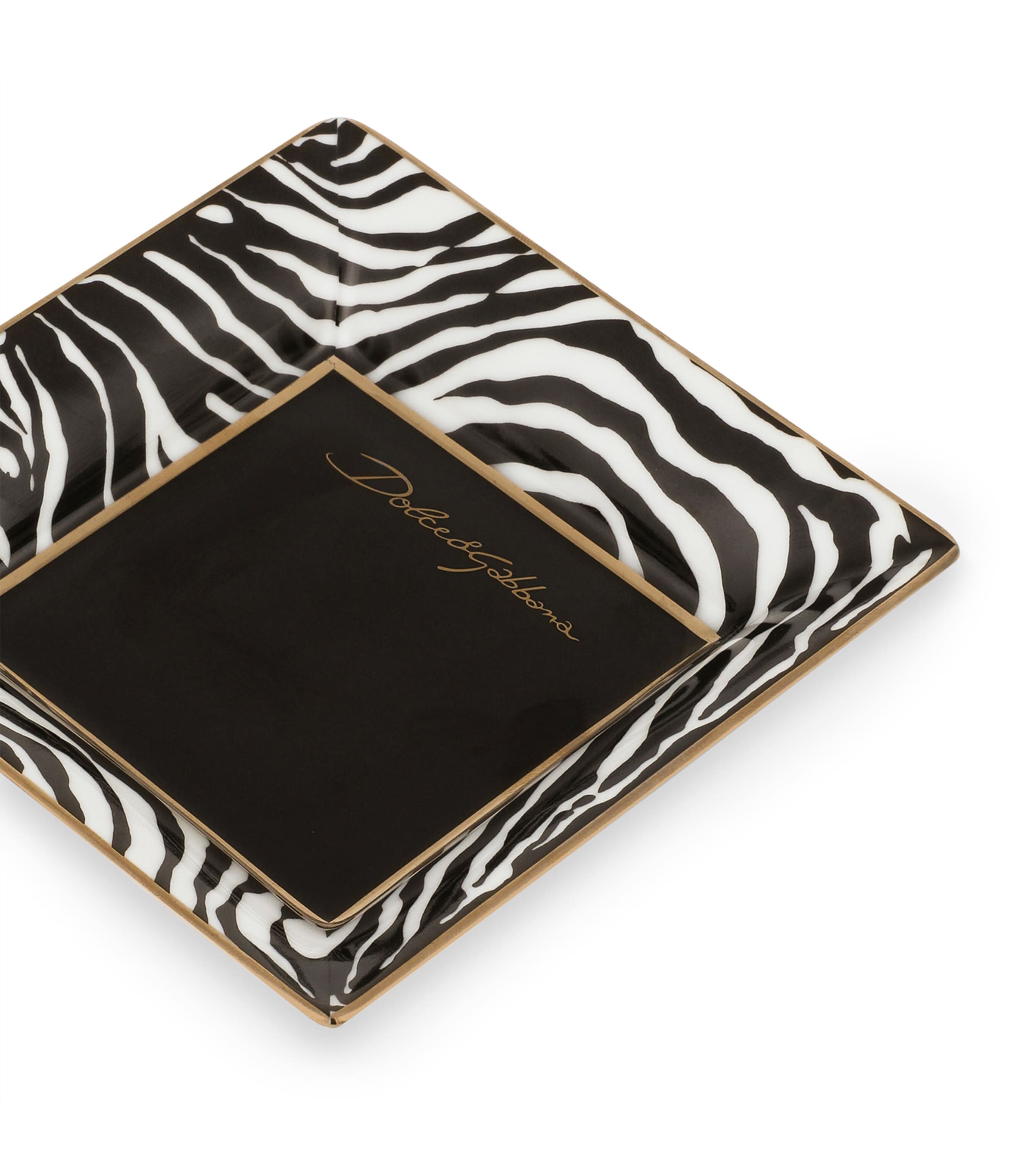 Dolce&Gabbana Casa Porcelain Zebra Decorative Square Plate (10cm) Zebra Image 3