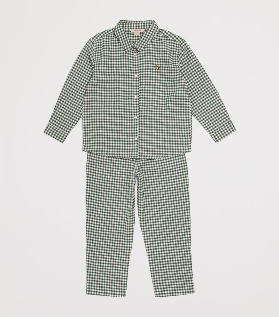 Organic Cotton Check Shirt (5-10 Years) P40022 GREEN CHECK Image 3