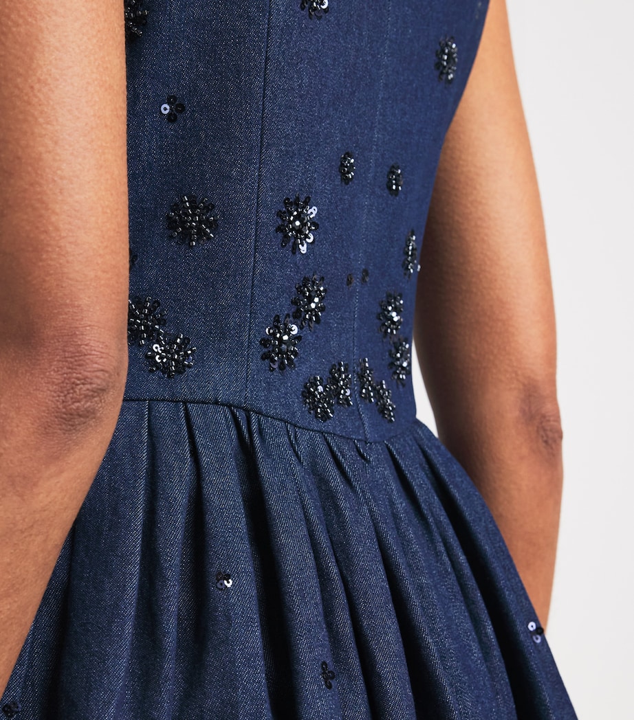 Maje Womens Denim Embellished Mini Dress Navy Image 3