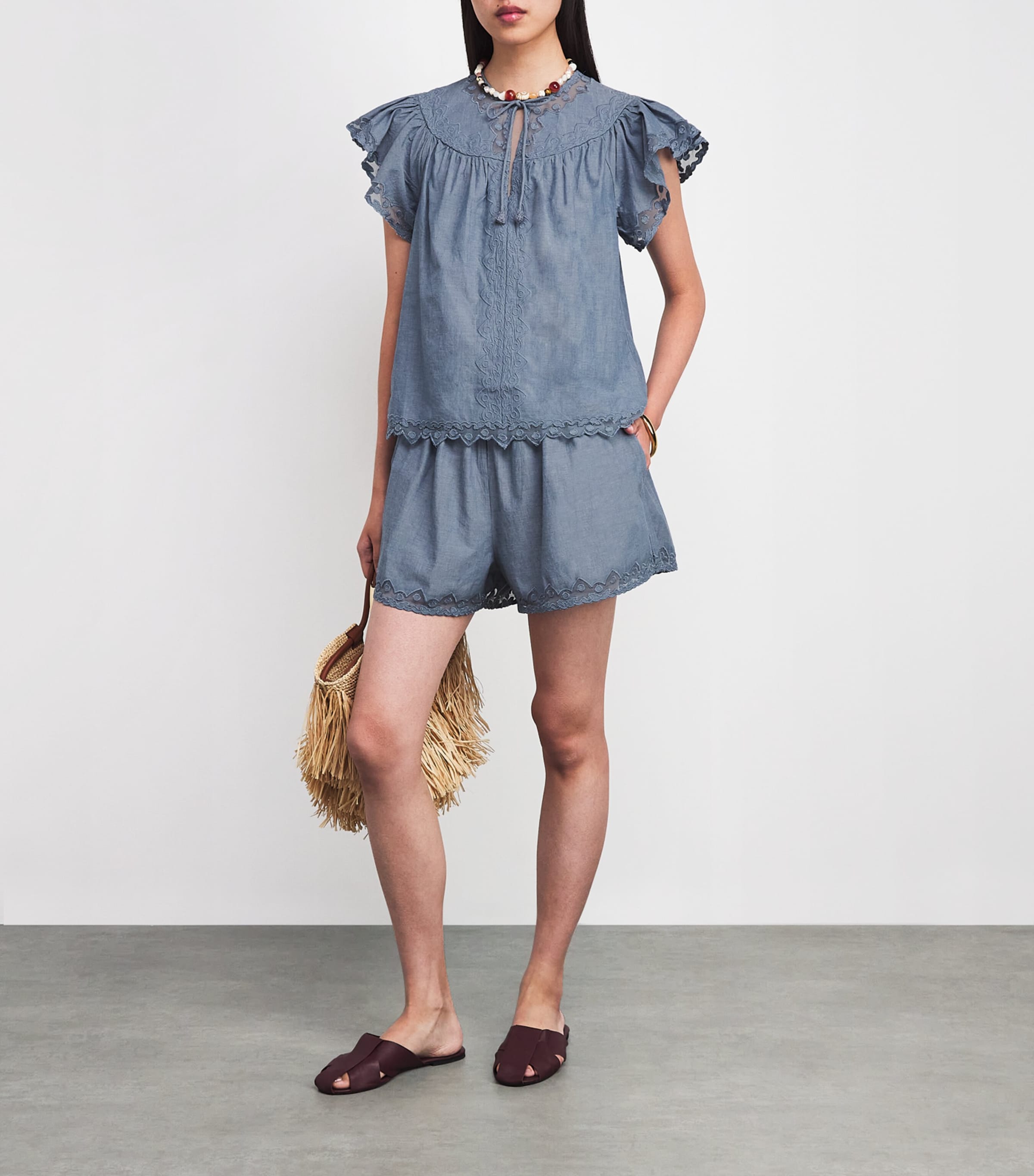 Embroidered Effie Blouse CHB CHAMBRAY Image 2