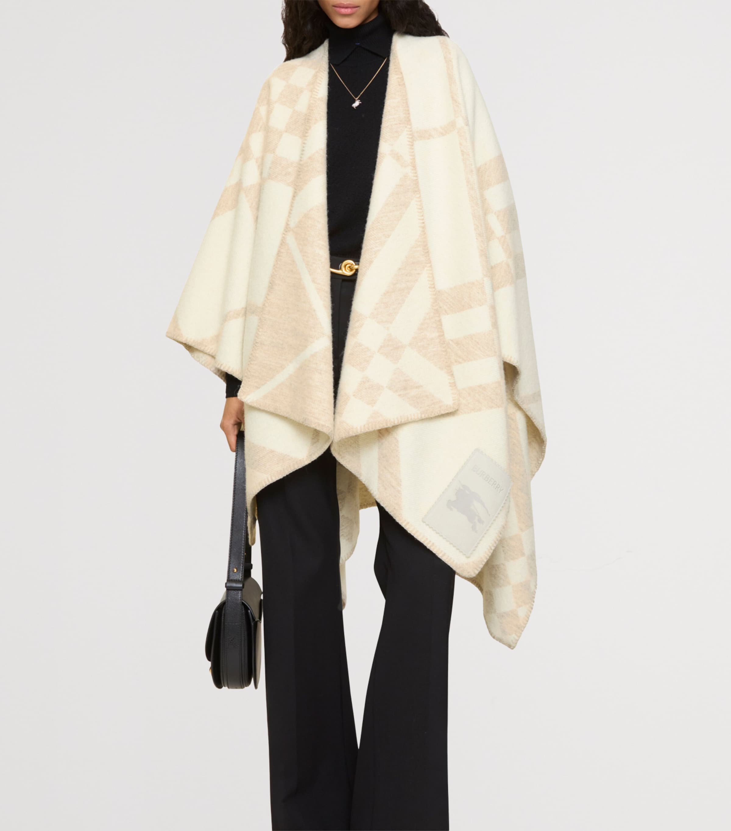 Wool-Cashmere Check Cape CALICO BEIGE Image 2