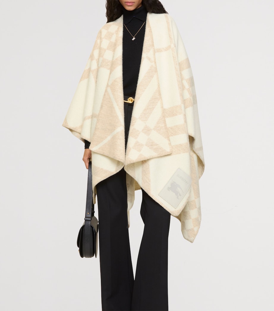 Wool-Cashmere Check Cape CALICO BEIGE Image 2