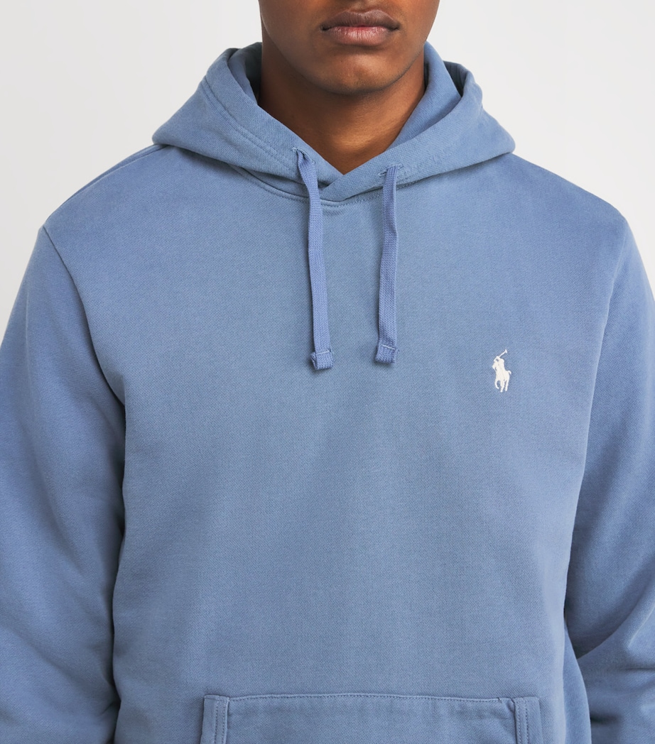 Cotton Polo Pony Hoodie BLUE Image 6