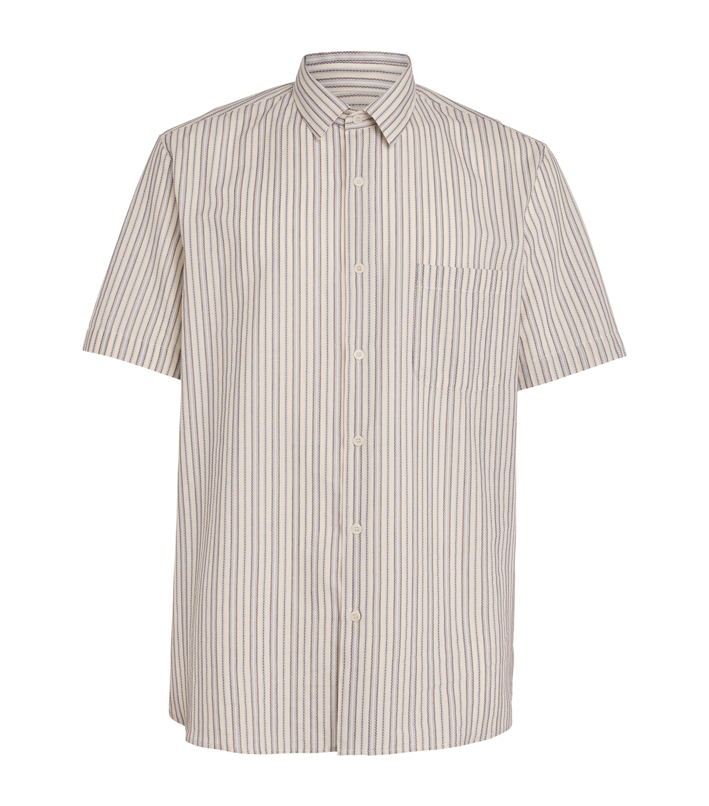 Sunspel Cotton Embroidered Stripe Shirt | Harrods UK