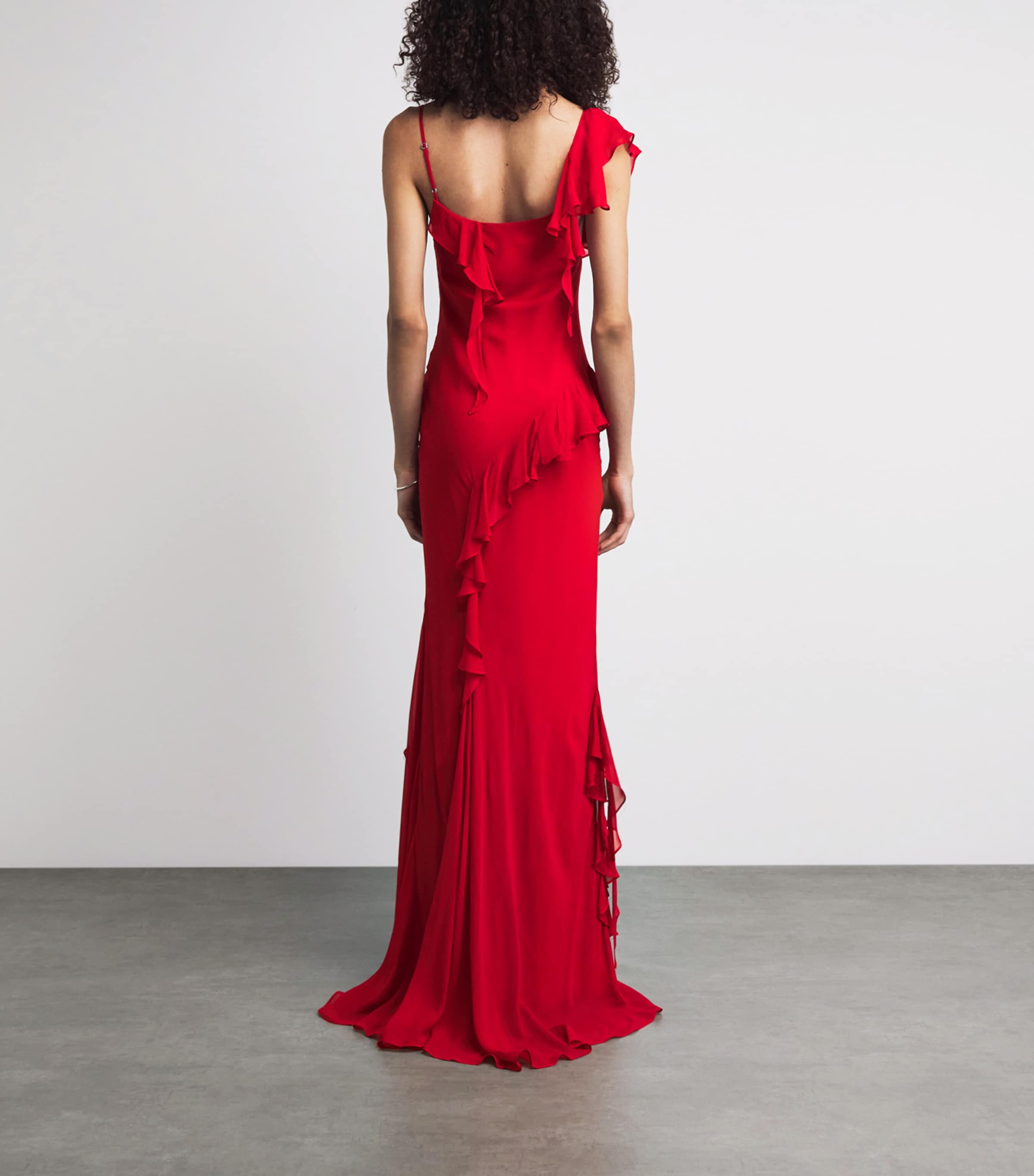 De La Vali Womens Chiffon Mayara Maxi Dress Ruby Red Image 4