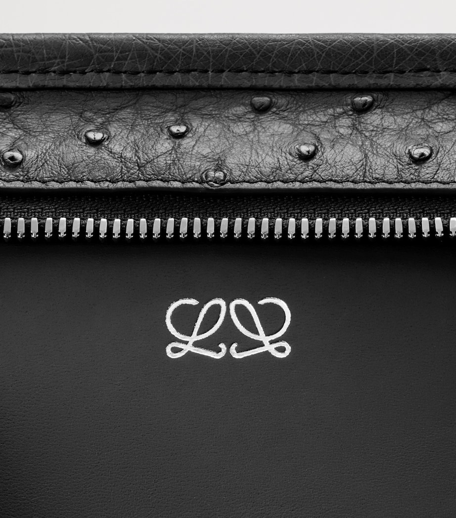 LOEWE Small Ostrich Leather Amazona 180 Top-Handle Bag Black Image 13