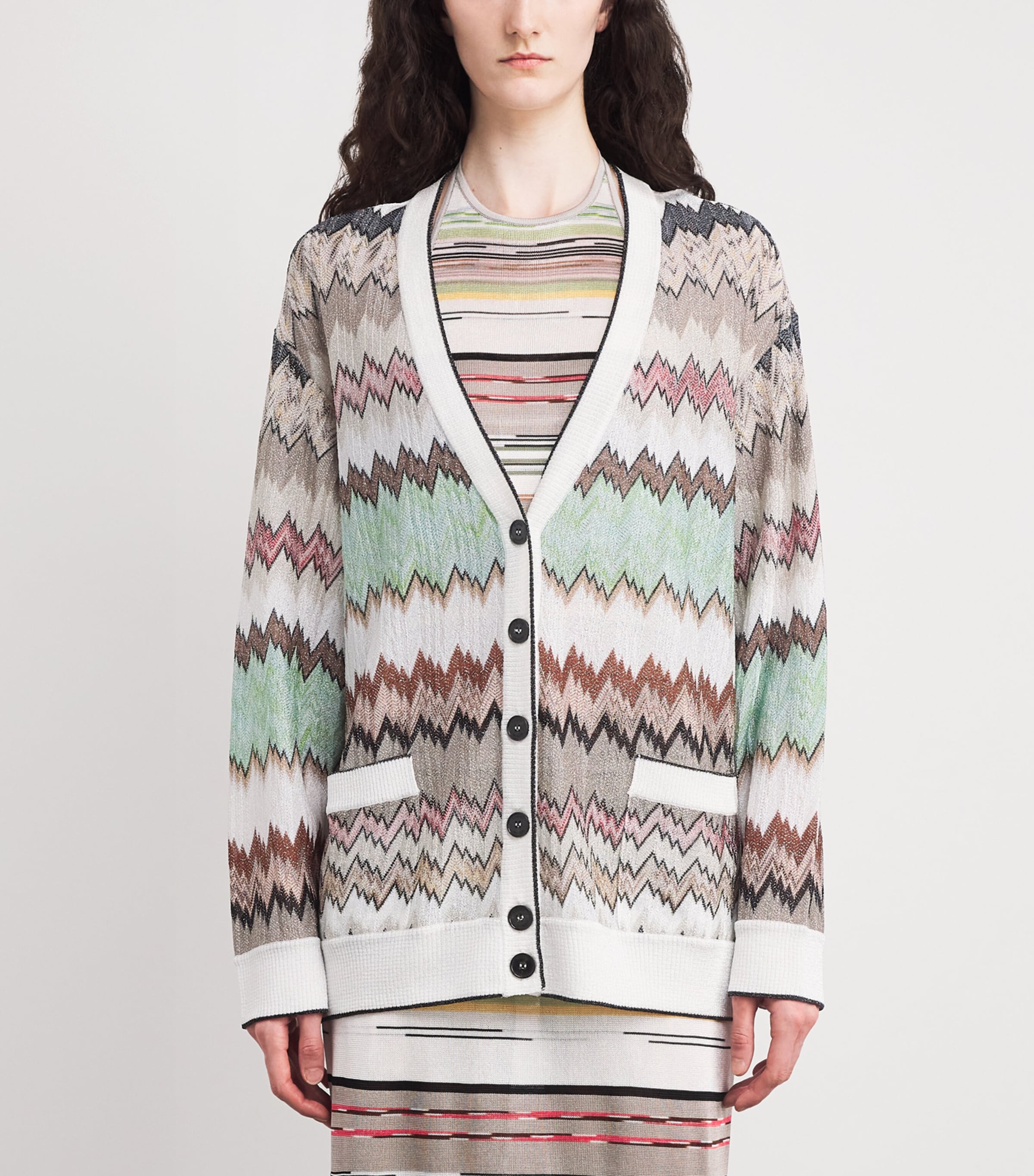 Snake V-Neck Cardigan SM9Y3 MULTI W WHITE Image 3