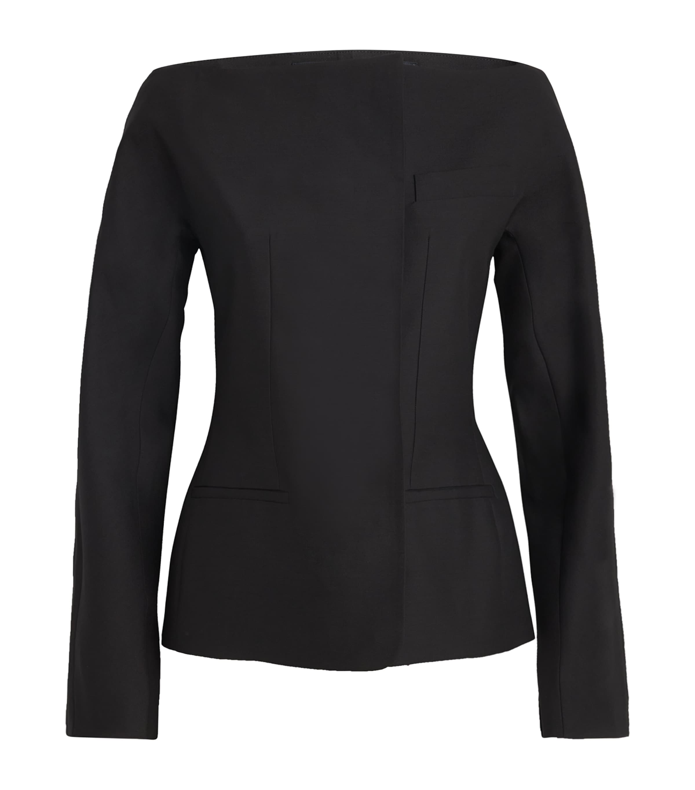 Shop Jacquemus Virgin Wool-silk Spalla Jacket In Black